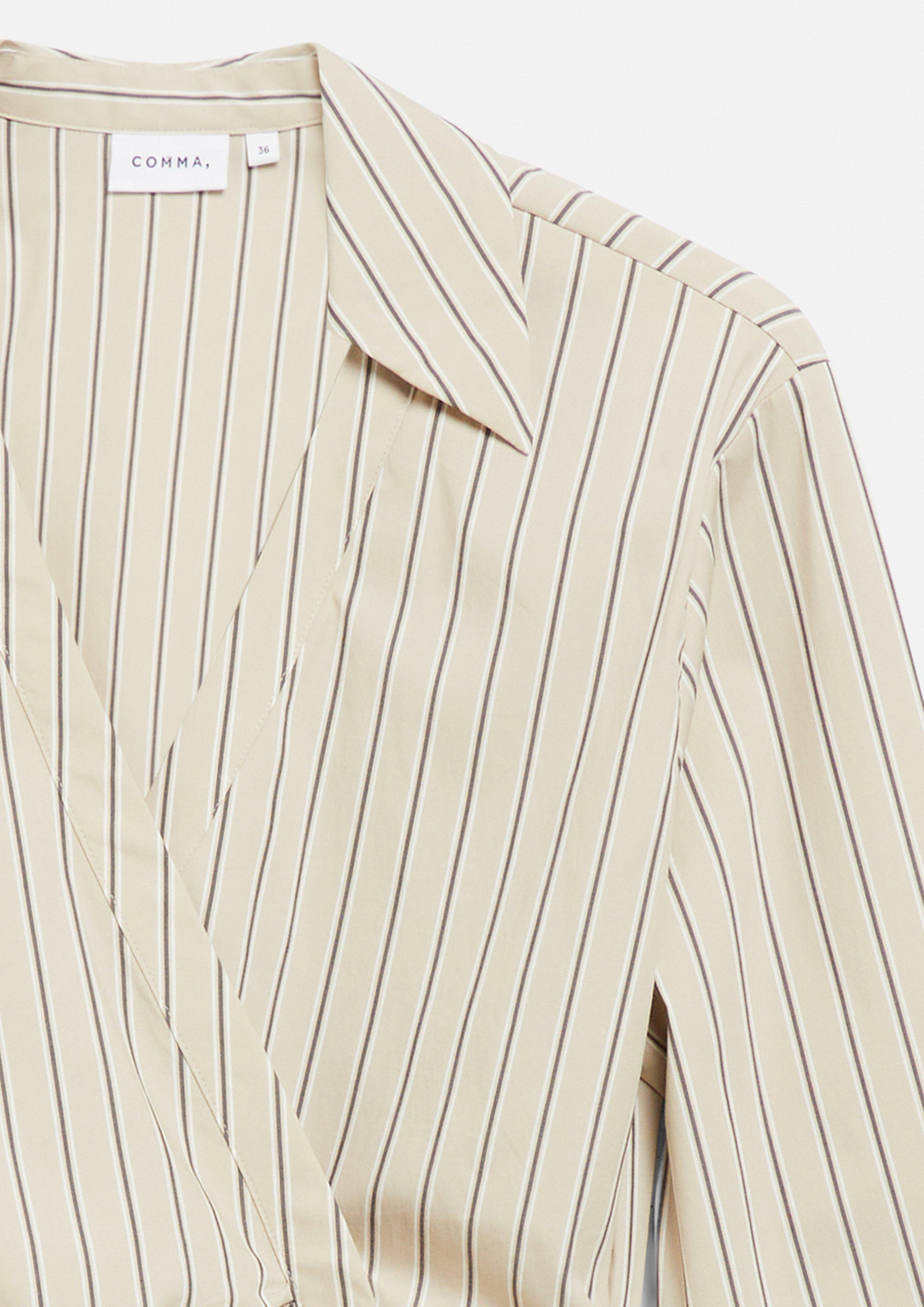 Wrap blouse made of cotton poplin in beige by COMMA