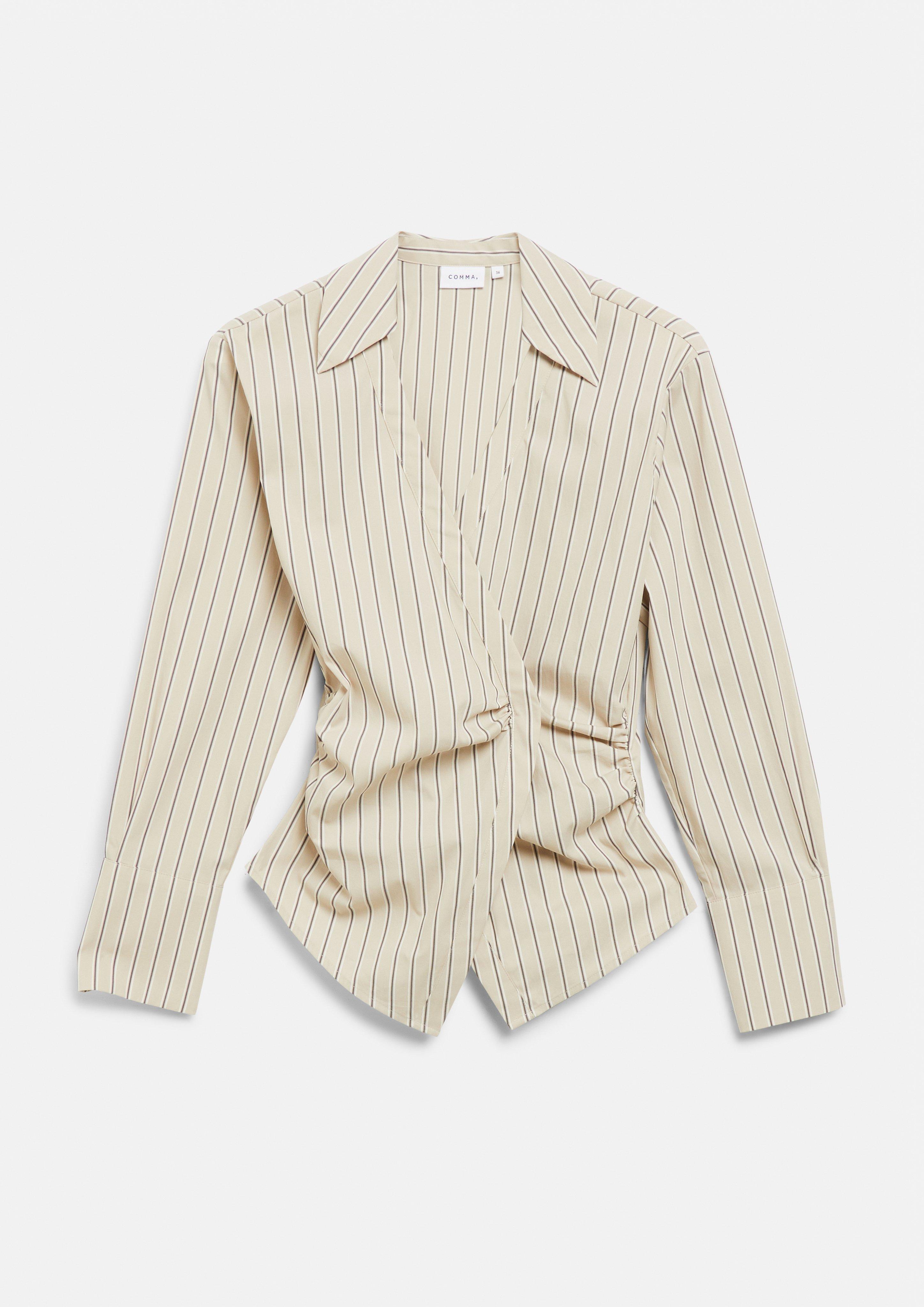 Wrap blouse made of cotton poplin in beige by COMMA