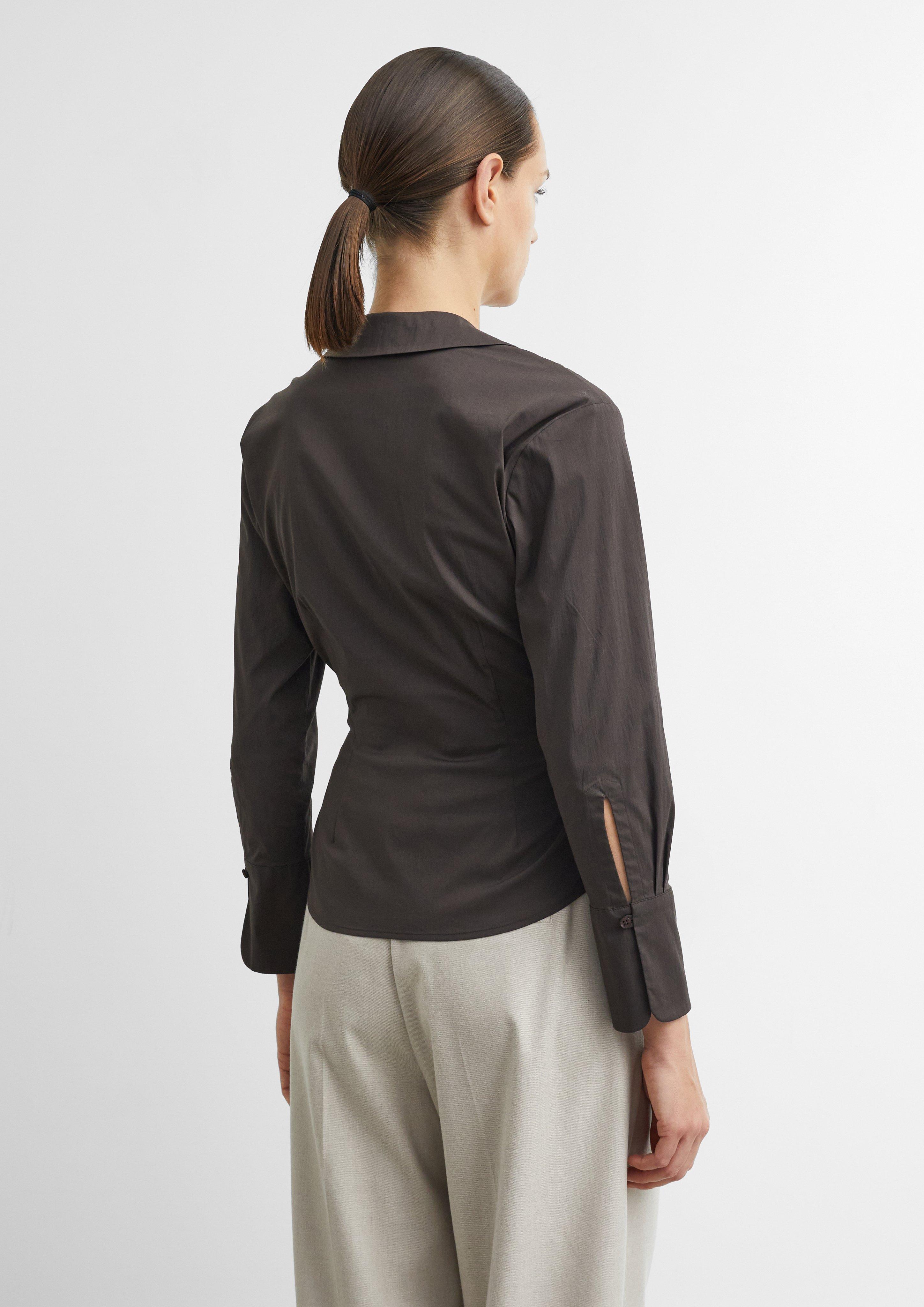 Wrap blouse made of cotton poplin in brown by COMMA