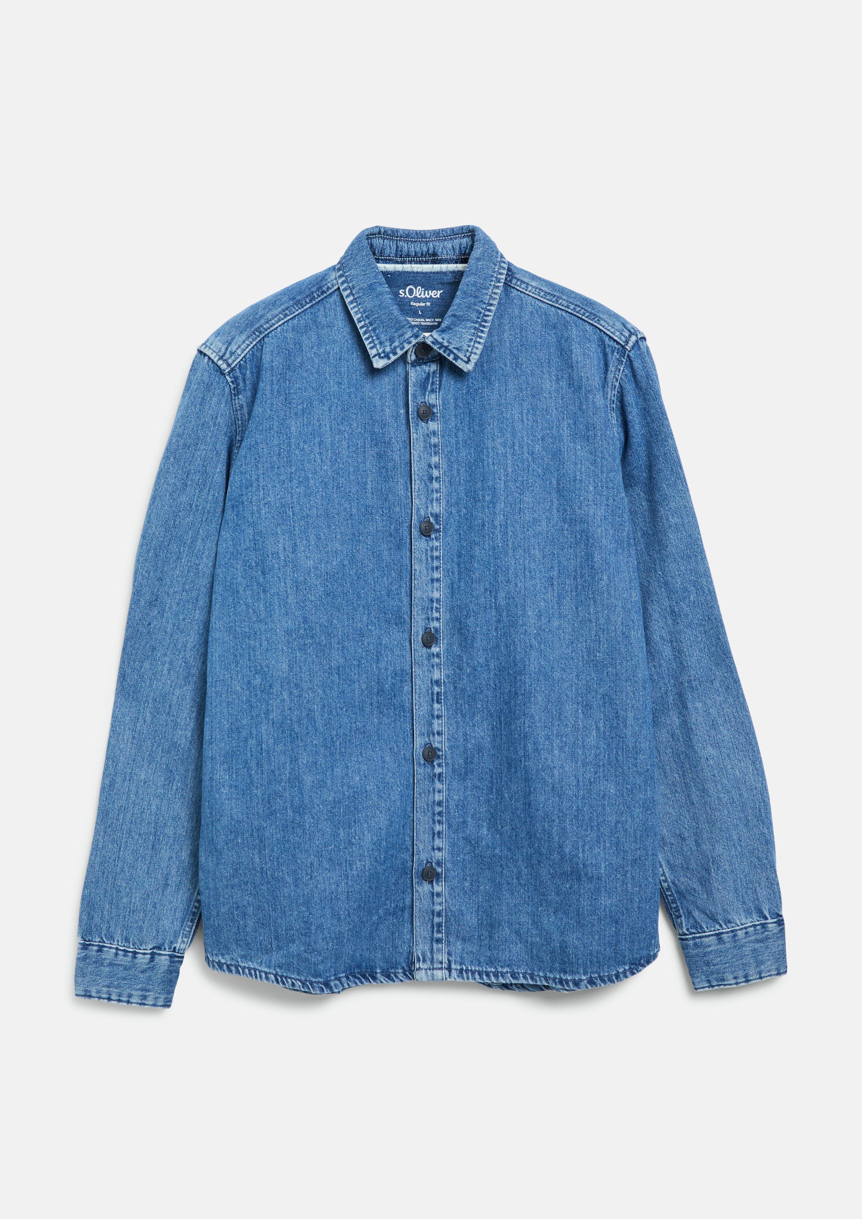Regular Fit: 100% Cotton Denim Shirt in blue by s.Oliver