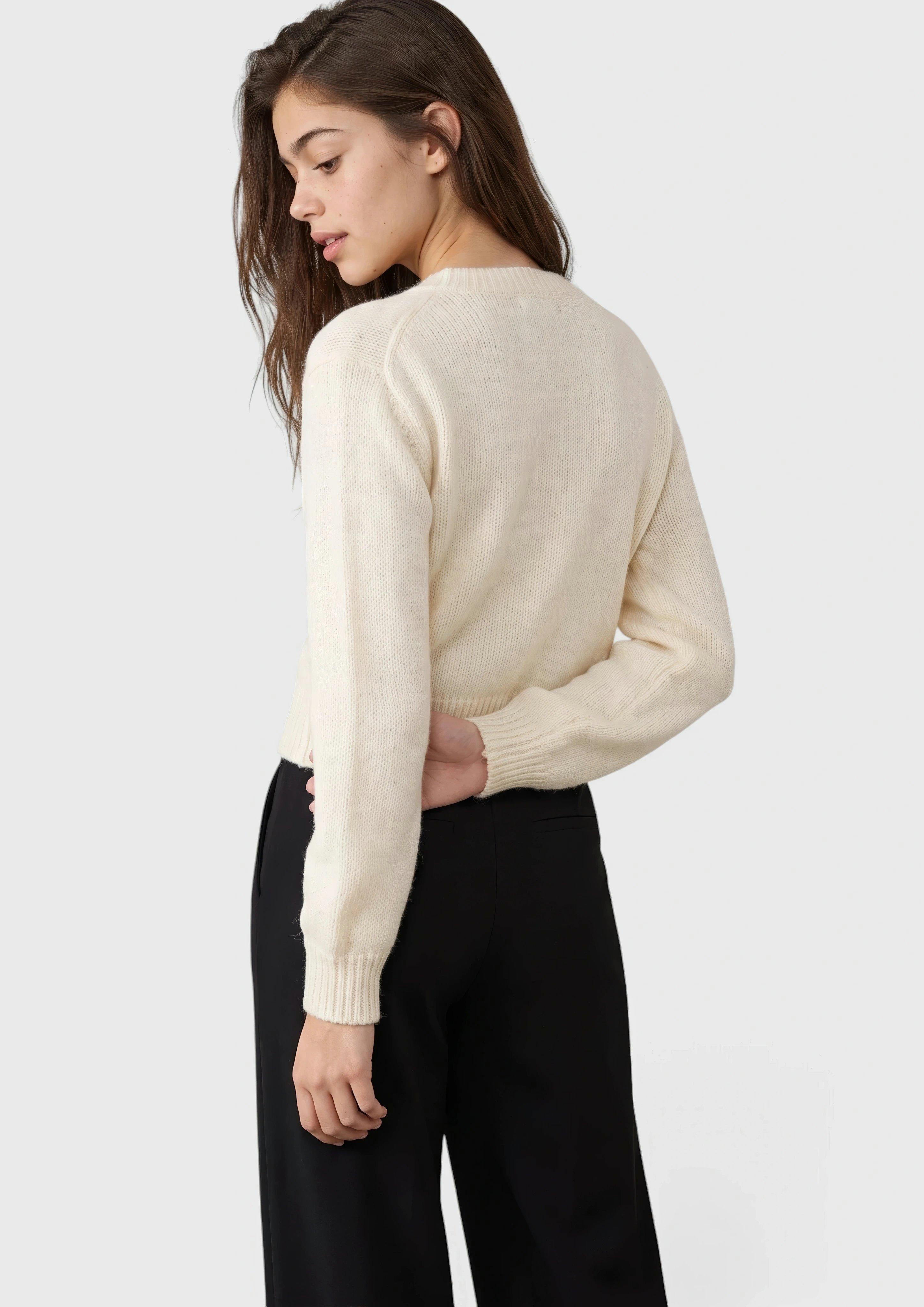 Verkürzte Strickjacke in Farbe creme von s.Oliver