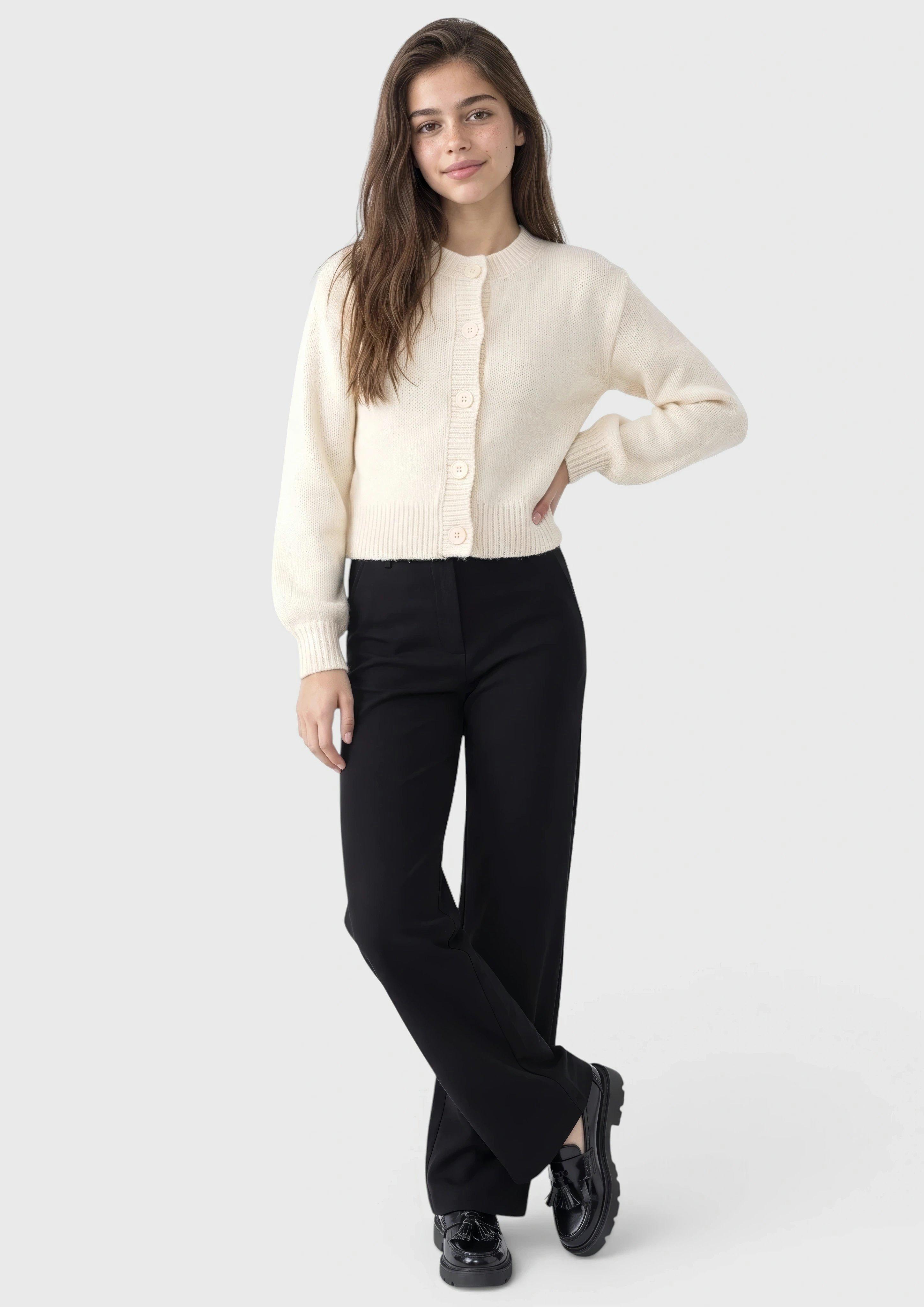 Junior Kort gebreid vest in crème van s.Oliver