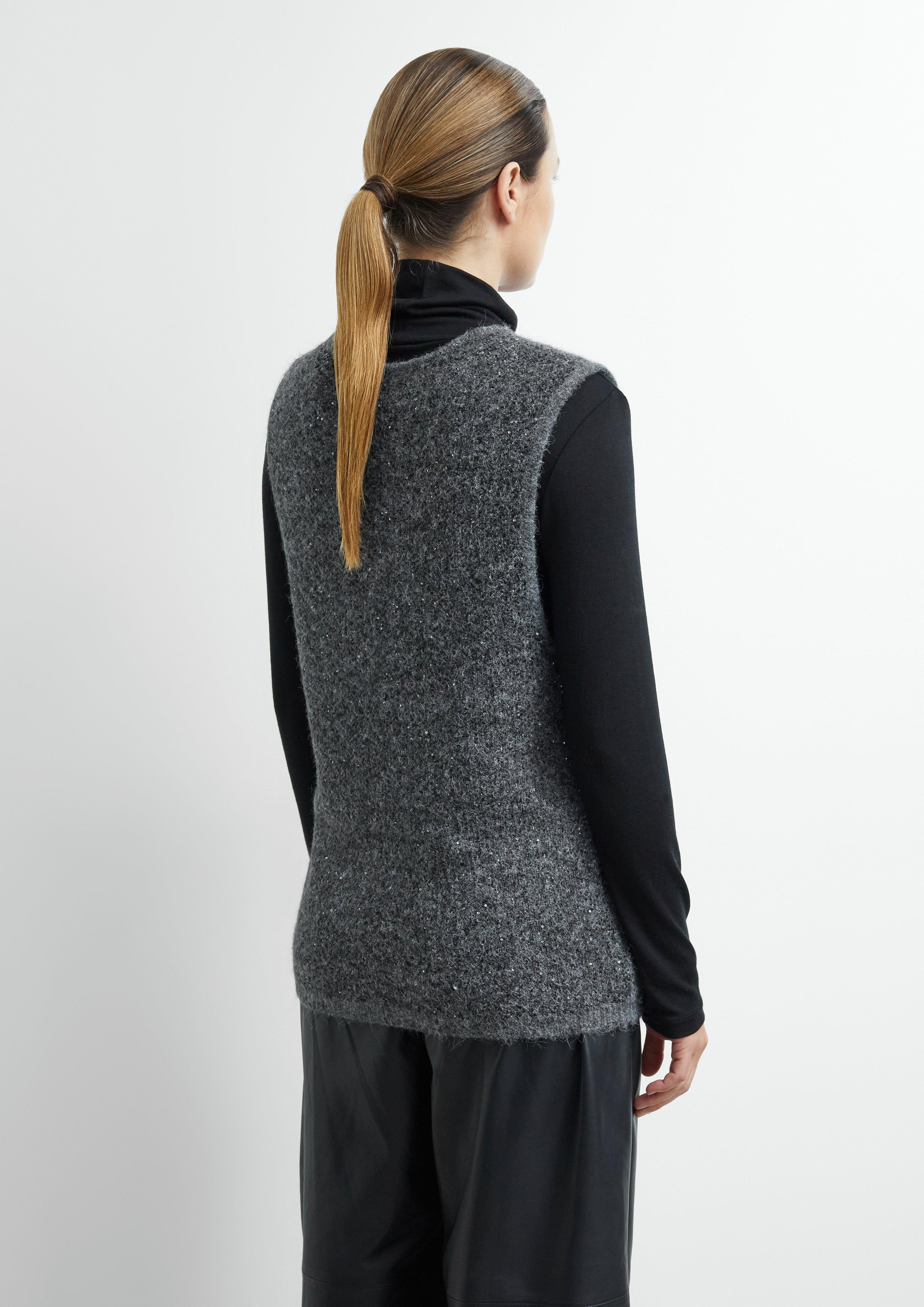 Oversize-Strickpullunder mit Pailletten und V-Ausschnitt in grau von COMMA