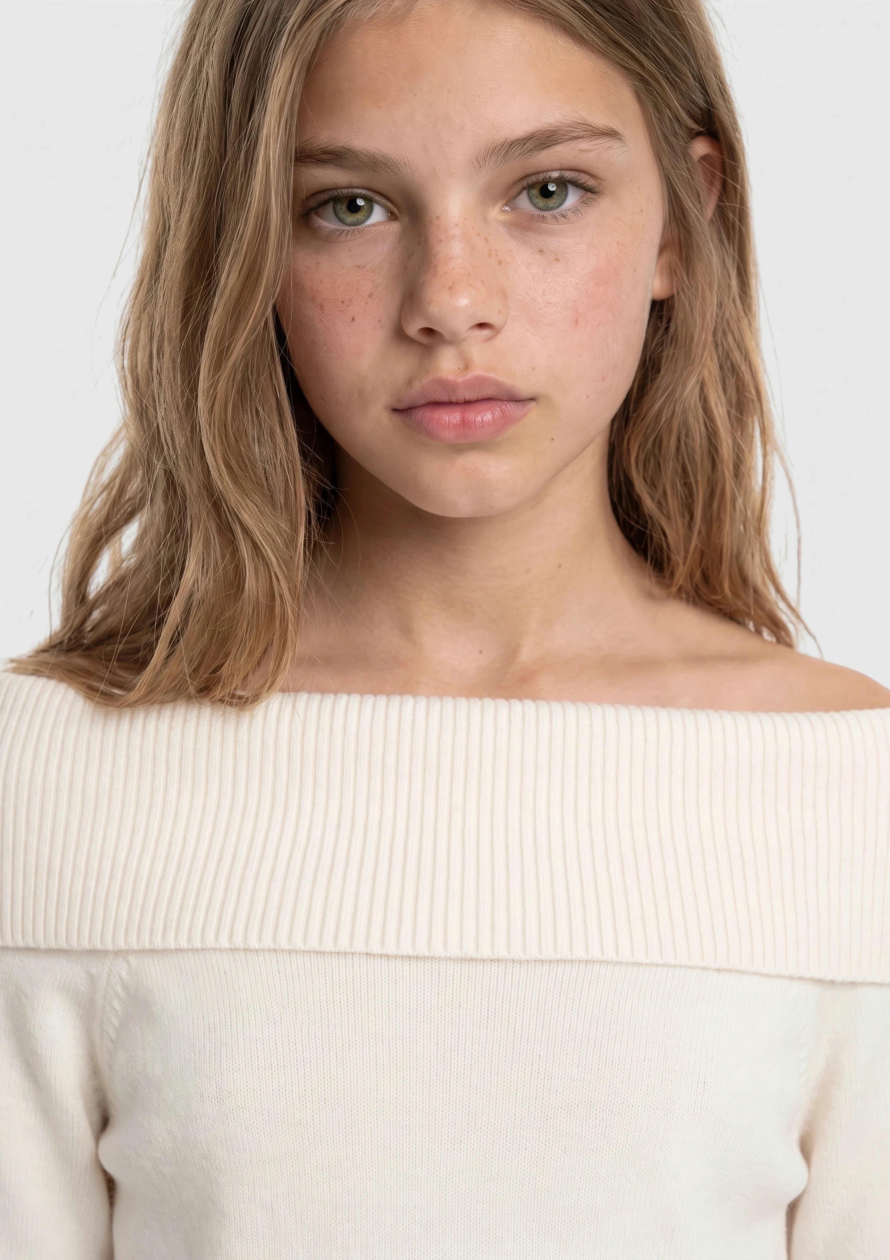 Kinder Strickpullover mit Off Shoulder-Ausschnitt in creme von s.Oliver