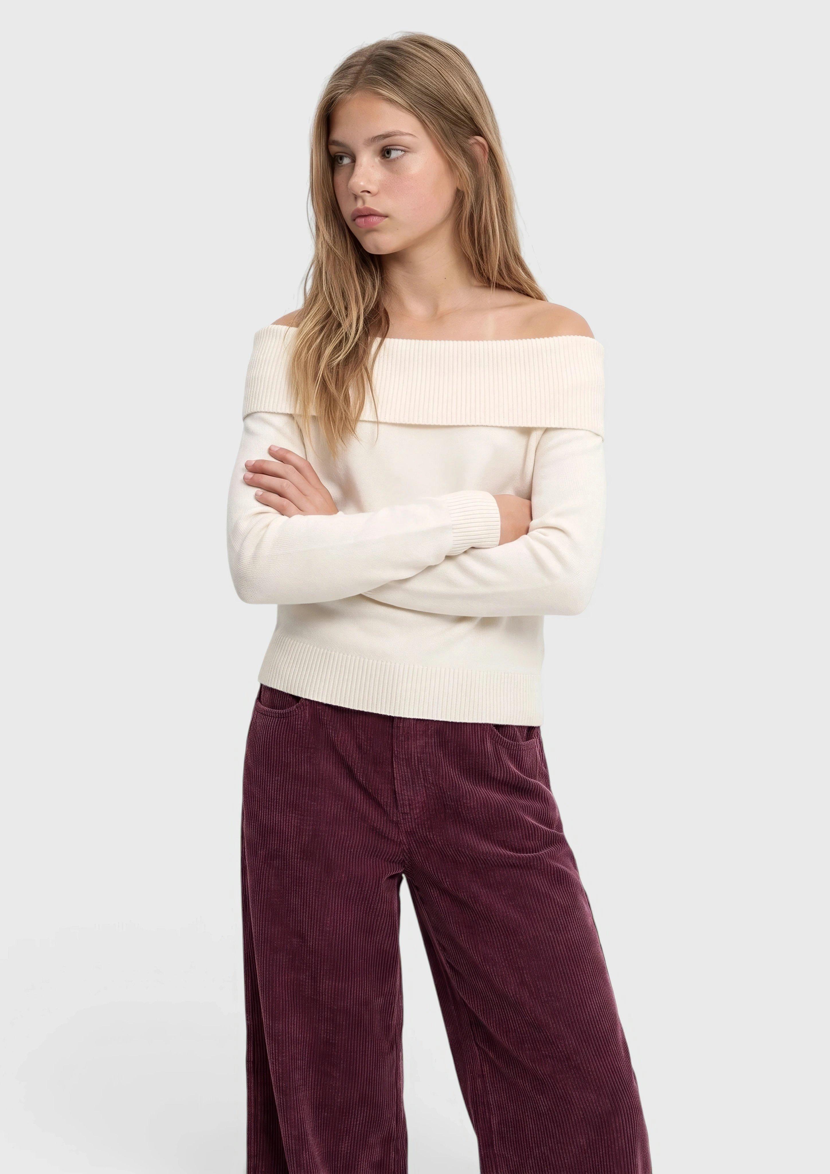 Strickpullover mit Off Shoulder-Ausschnitt in Farbe creme von s.Oliver