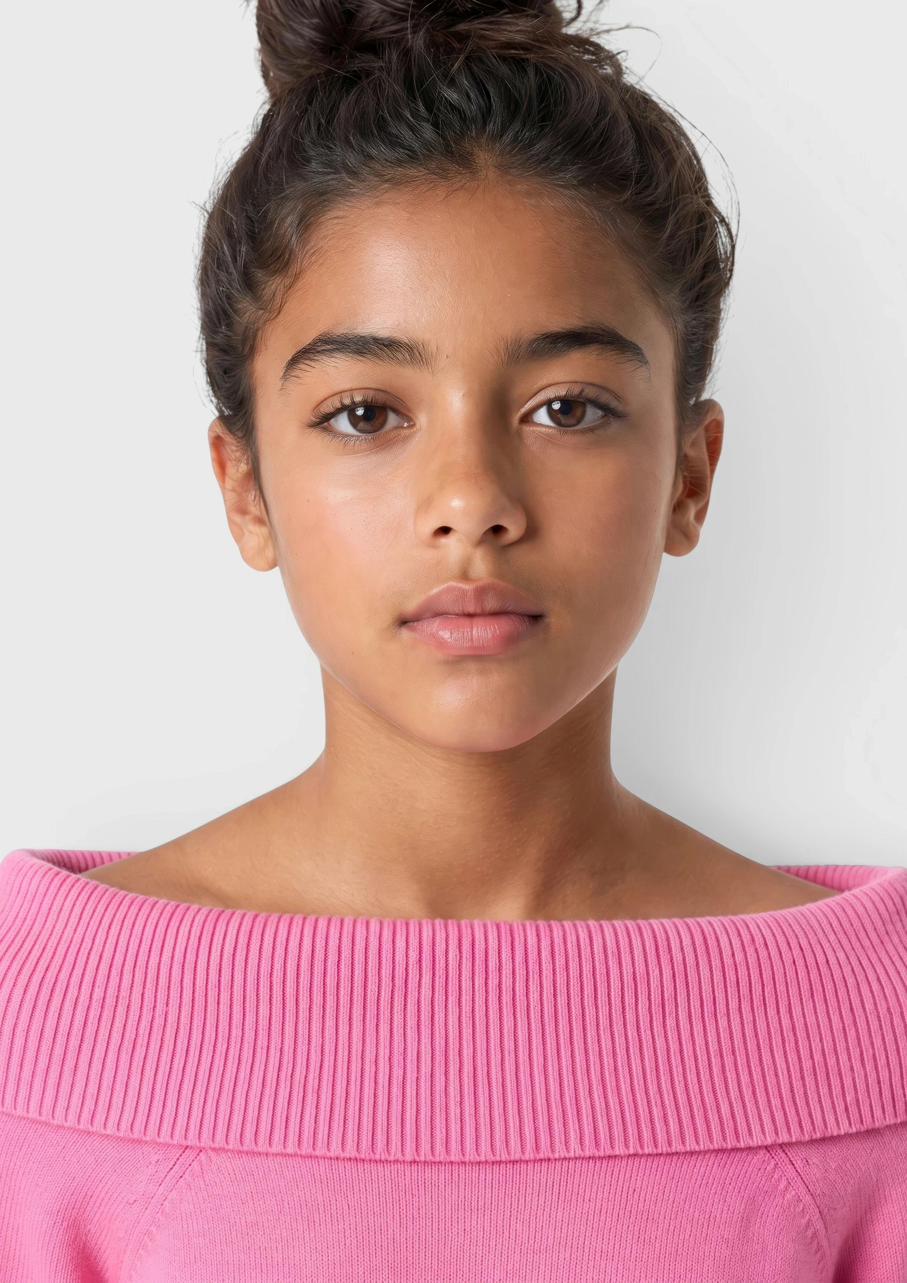 Kinder Strickpullover mit Off Shoulder-Ausschnitt in pink von s.Oliver