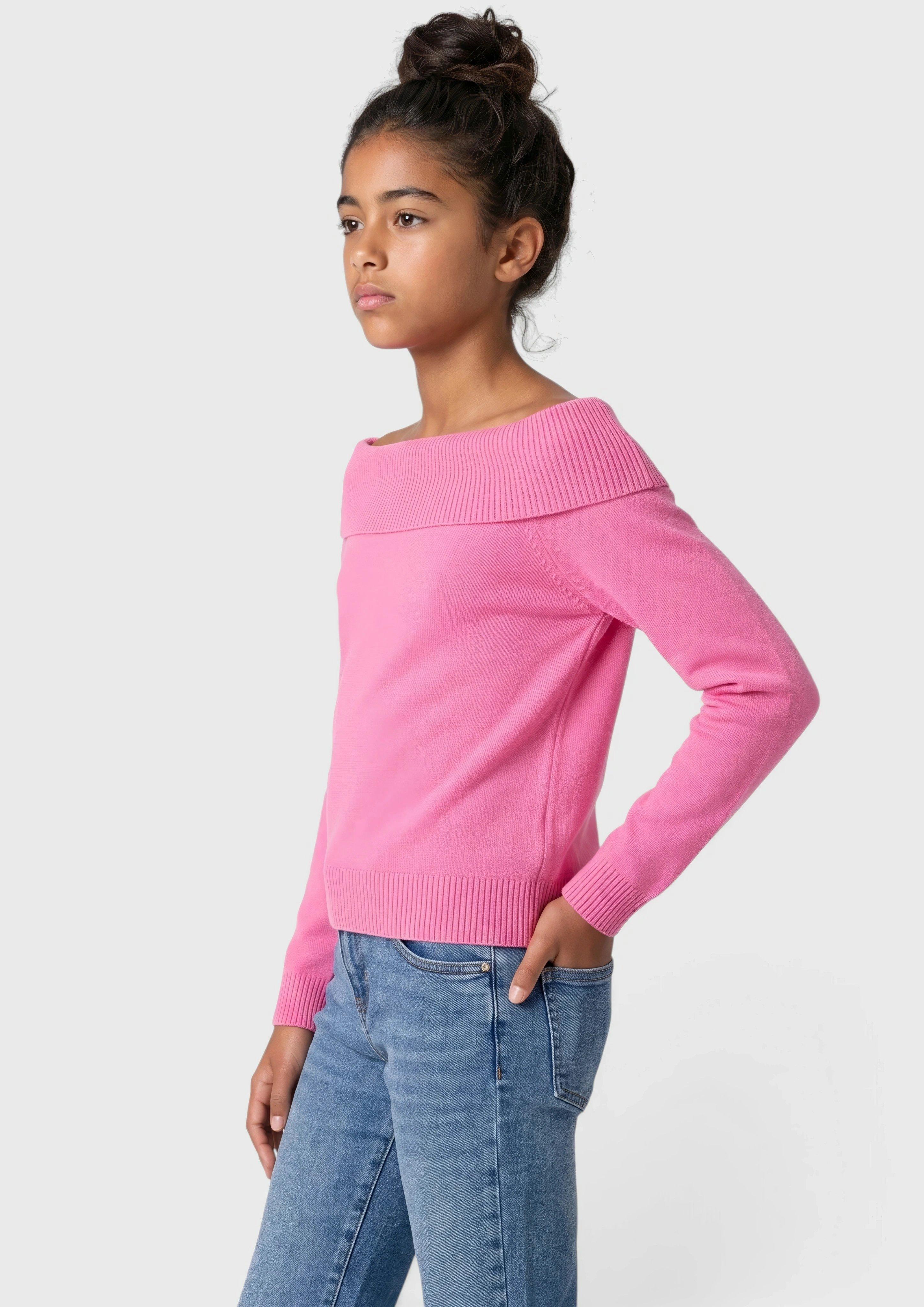Strickpullover mit Off Shoulder-Ausschnitt in Farbe pink von s.Oliver