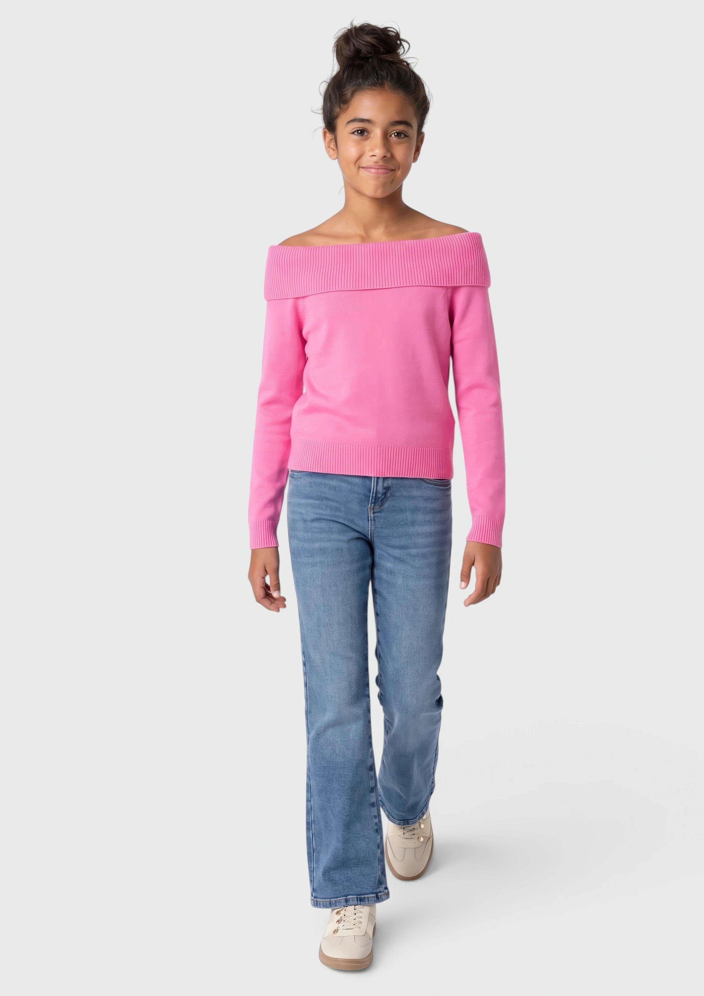 Kinder Strickpullover mit Off Shoulder-Ausschnitt in pink von s.Oliver