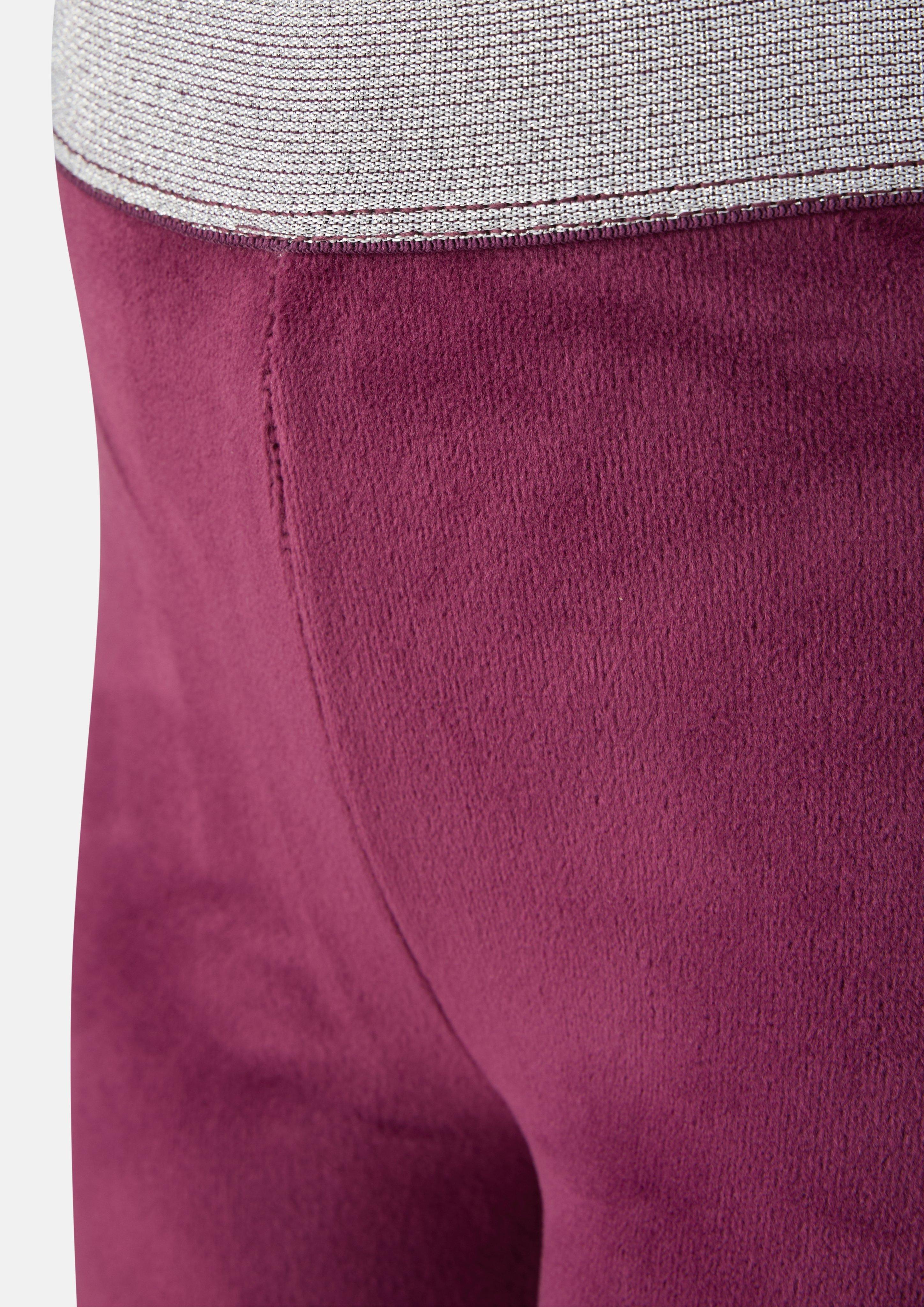 Kinder Leggings in Velours-Optik mit Glitzerbund in rot von s.Oliver