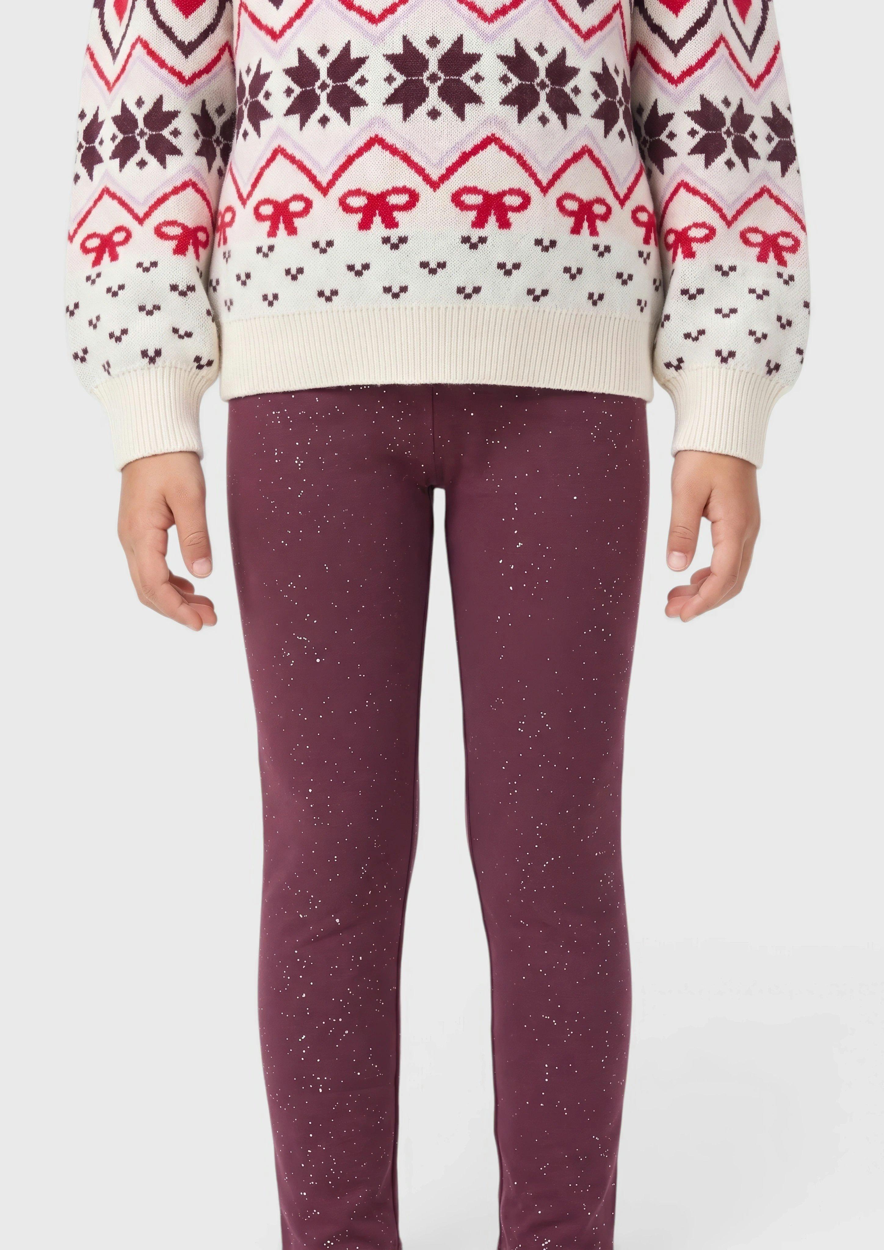 Kinder Kuschelige Sweat-Leggings mit Glitzer- oder Leoprint in rot von s.Oliver