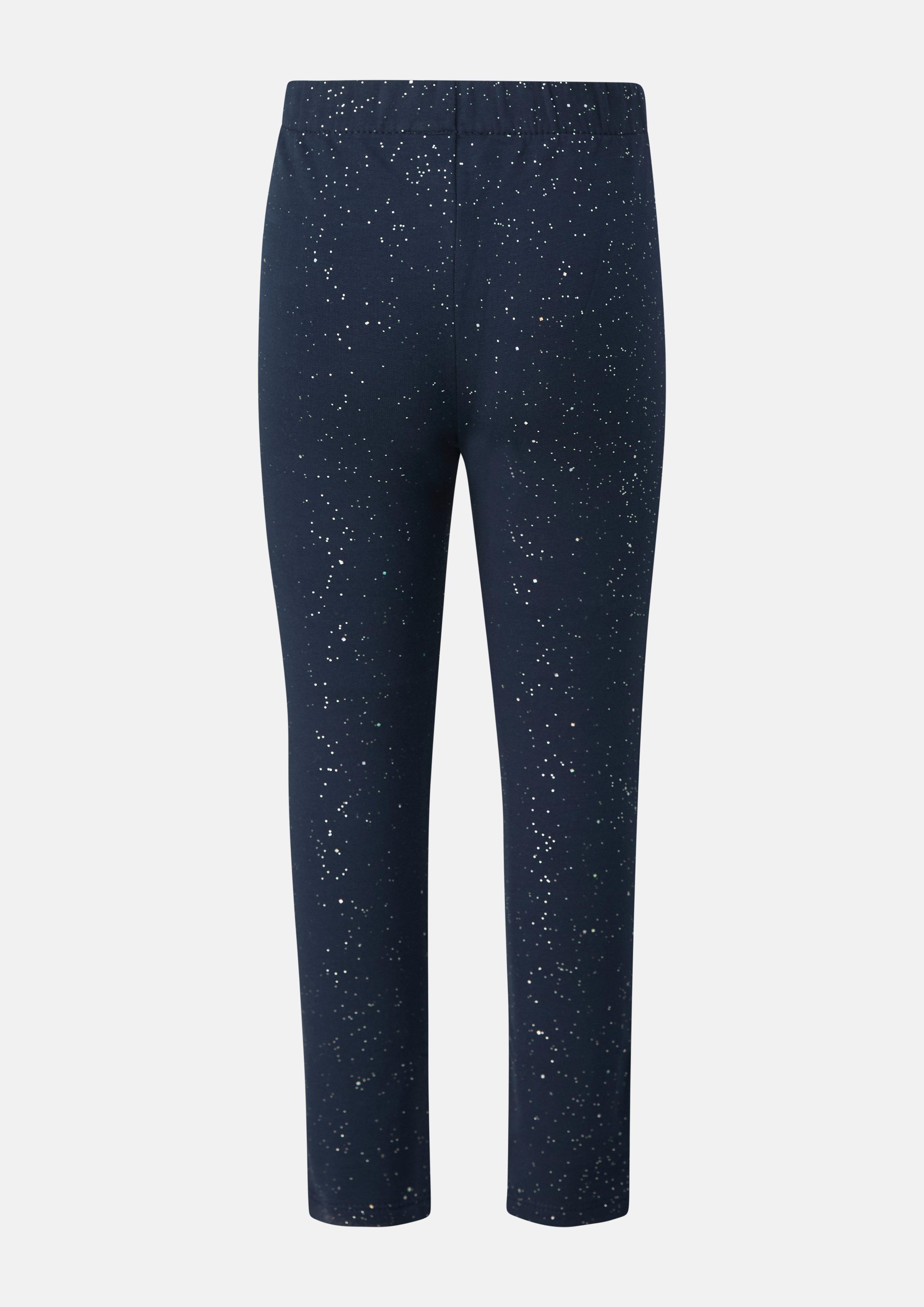 Kinder Kuschelige Sweat-Leggings mit Glitzer- oder Leoprint in blau von s.Oliver
