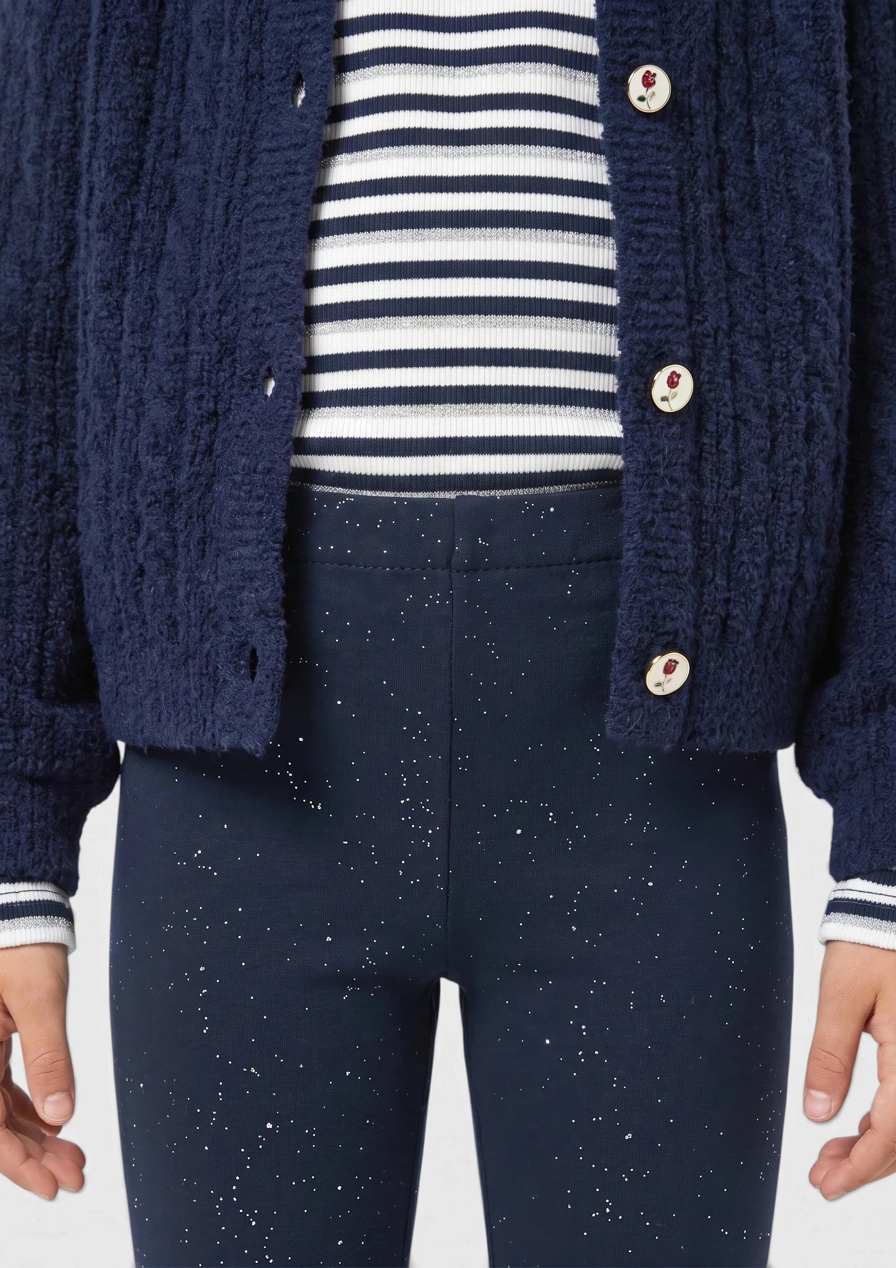 Kinder Kuschelige Sweat-Leggings mit Glitzer- oder Leoprint in blau von s.Oliver