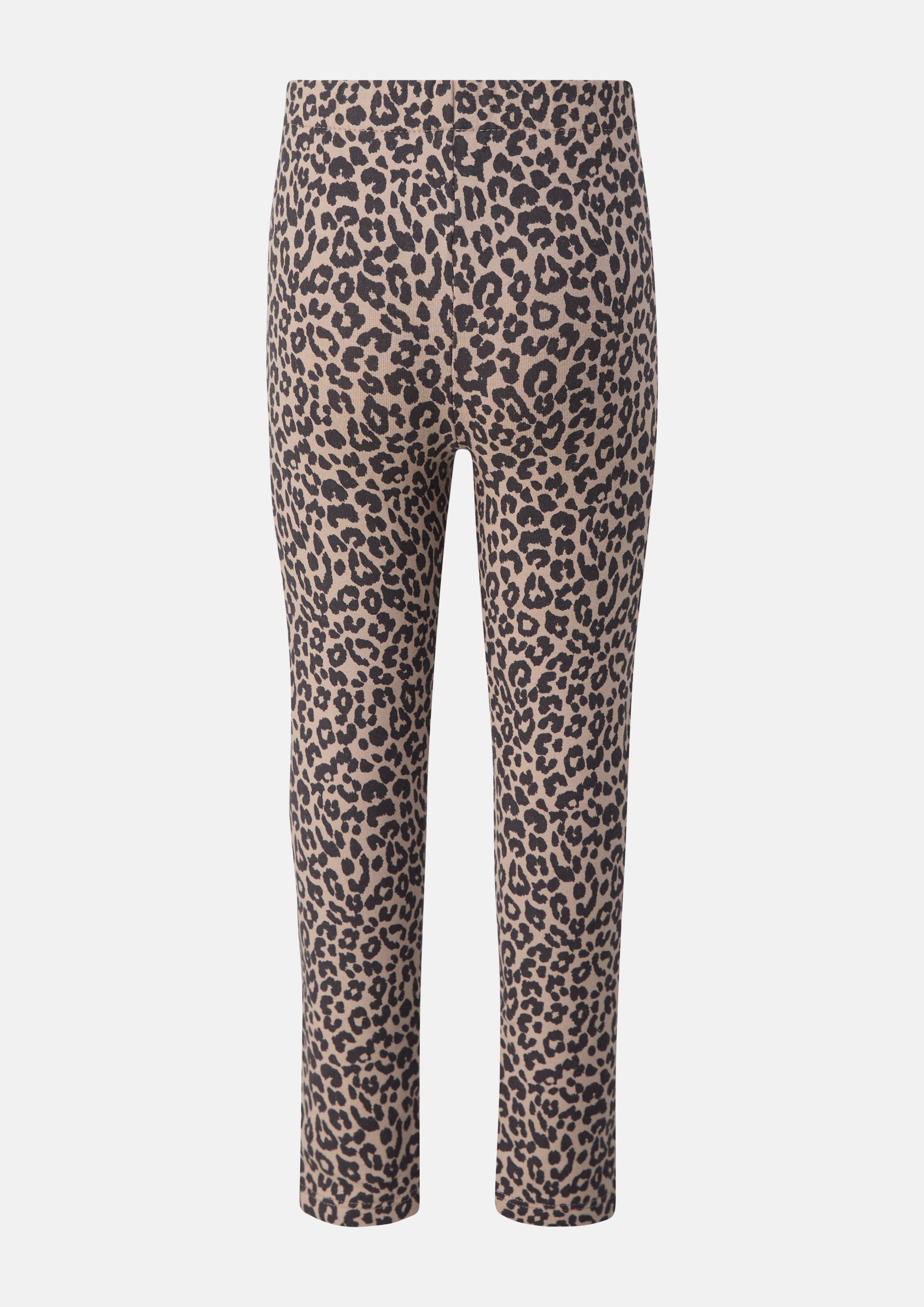 Kinder Kuschelige Sweat-Leggings mit Glitzer- oder Leoprint in beige von s.Oliver