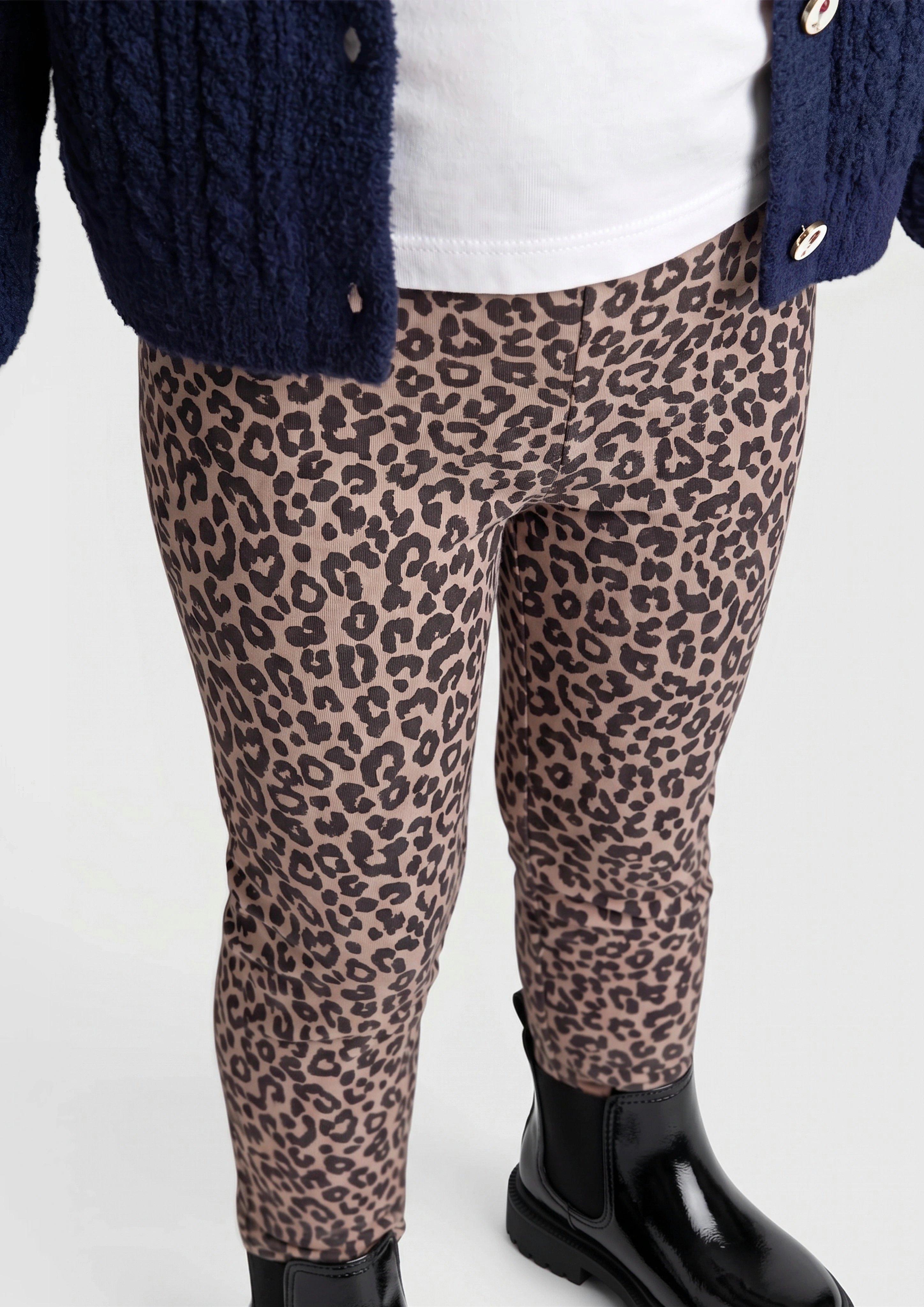 Kinder Kuschelige Sweat-Leggings mit Glitzer- oder Leoprint in beige von s.Oliver