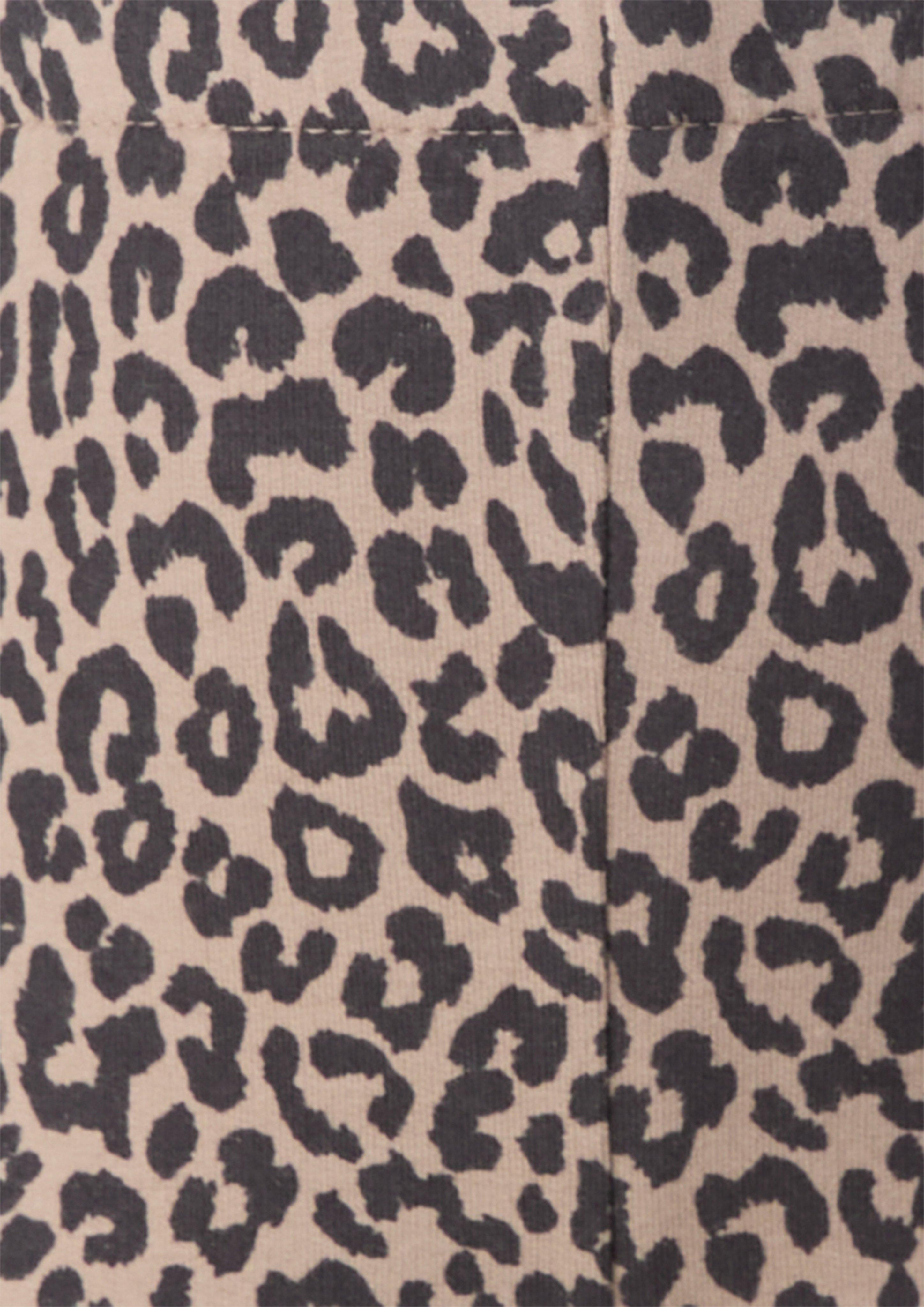 Kinder Kuschelige Sweat-Leggings mit Glitzer- oder Leoprint in beige von s.Oliver