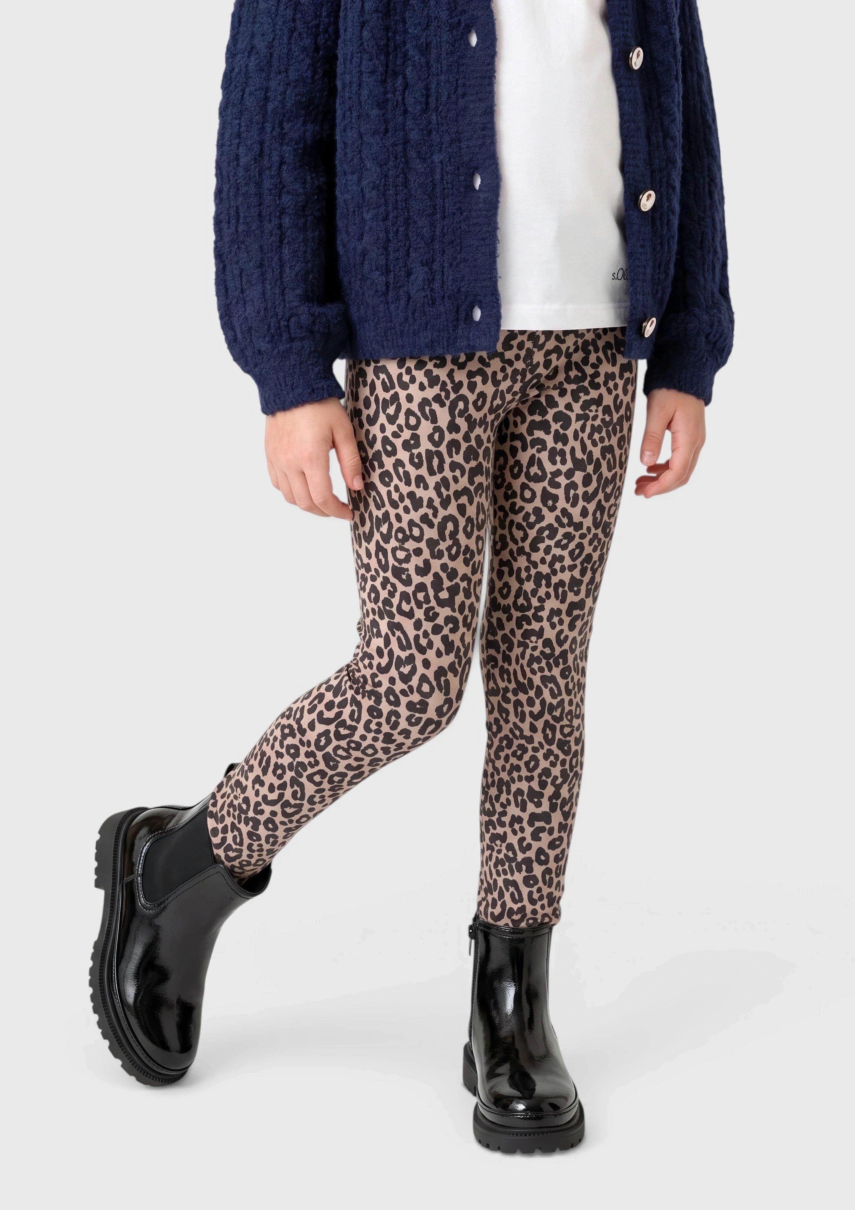 Kuschelige Sweat-Leggings mit Glitzer- oder Leoprint in Farbe beige von s.Oliver
