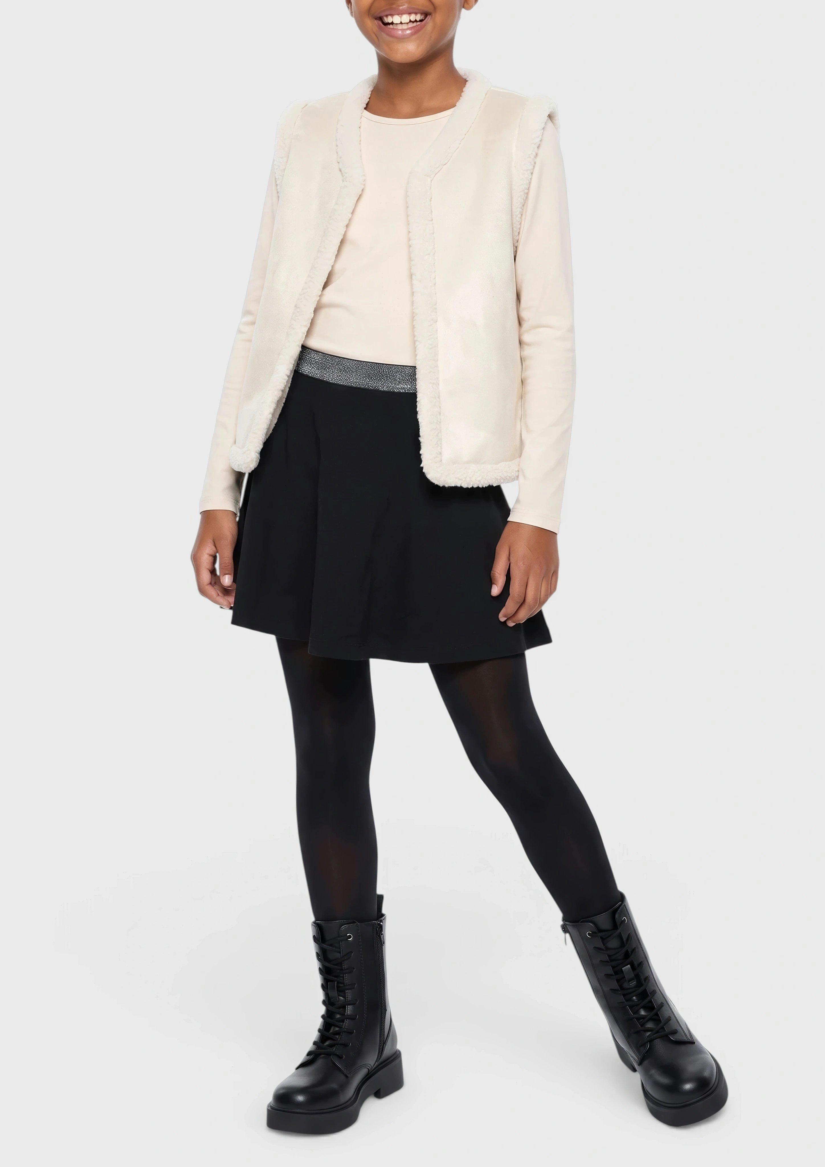 Jupe avec short intégré et ceinture à paillettes en noir de s.Oliver
