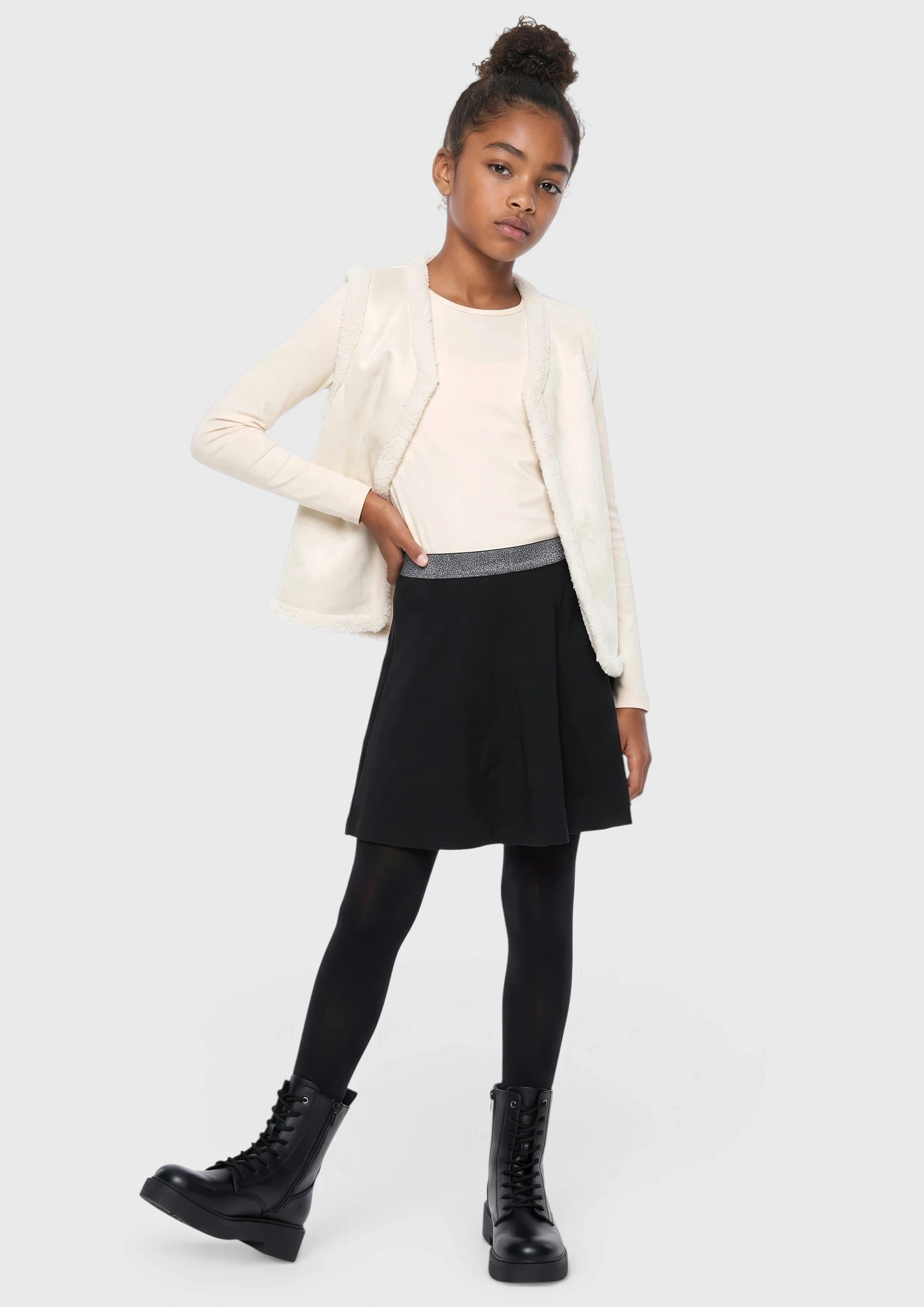 Junior Jupe avec short intégré et ceinture à paillettes en noir de s.Oliver