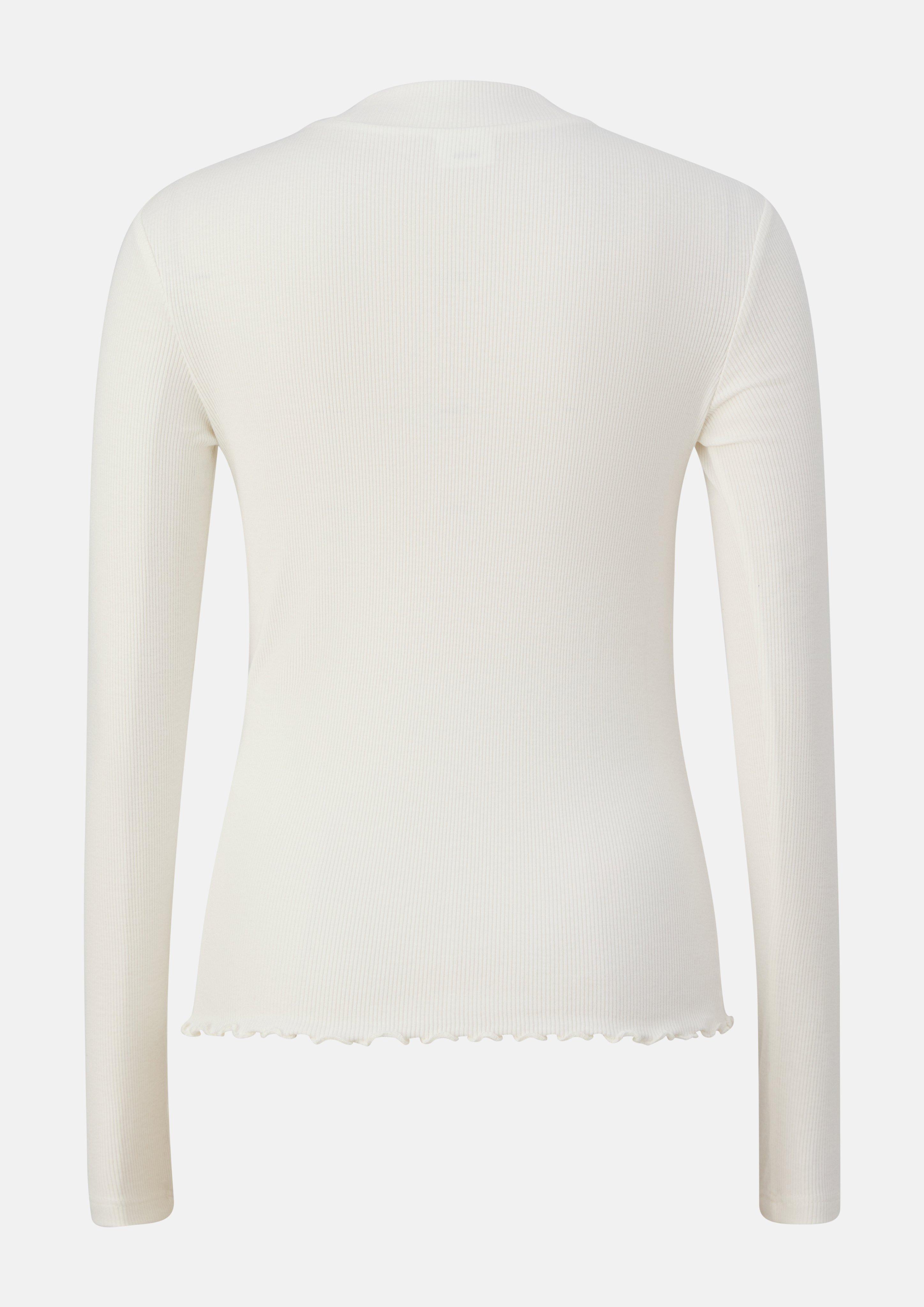 Junior T-shirt côtelé coupe ajustée avec ourlet ondulé en crème de s.Oliver