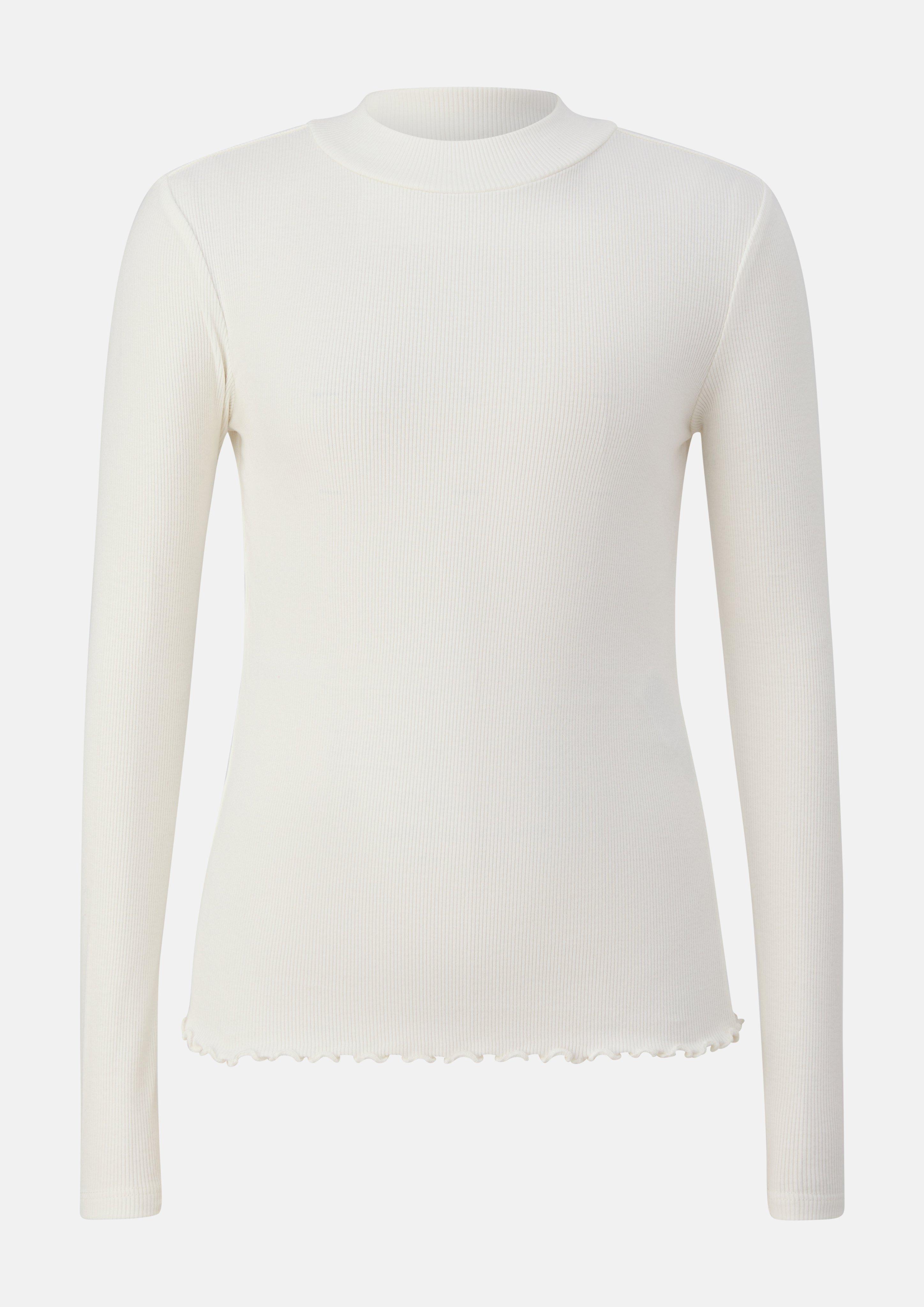 Junior T-shirt côtelé coupe ajustée avec ourlet ondulé en crème de s.Oliver