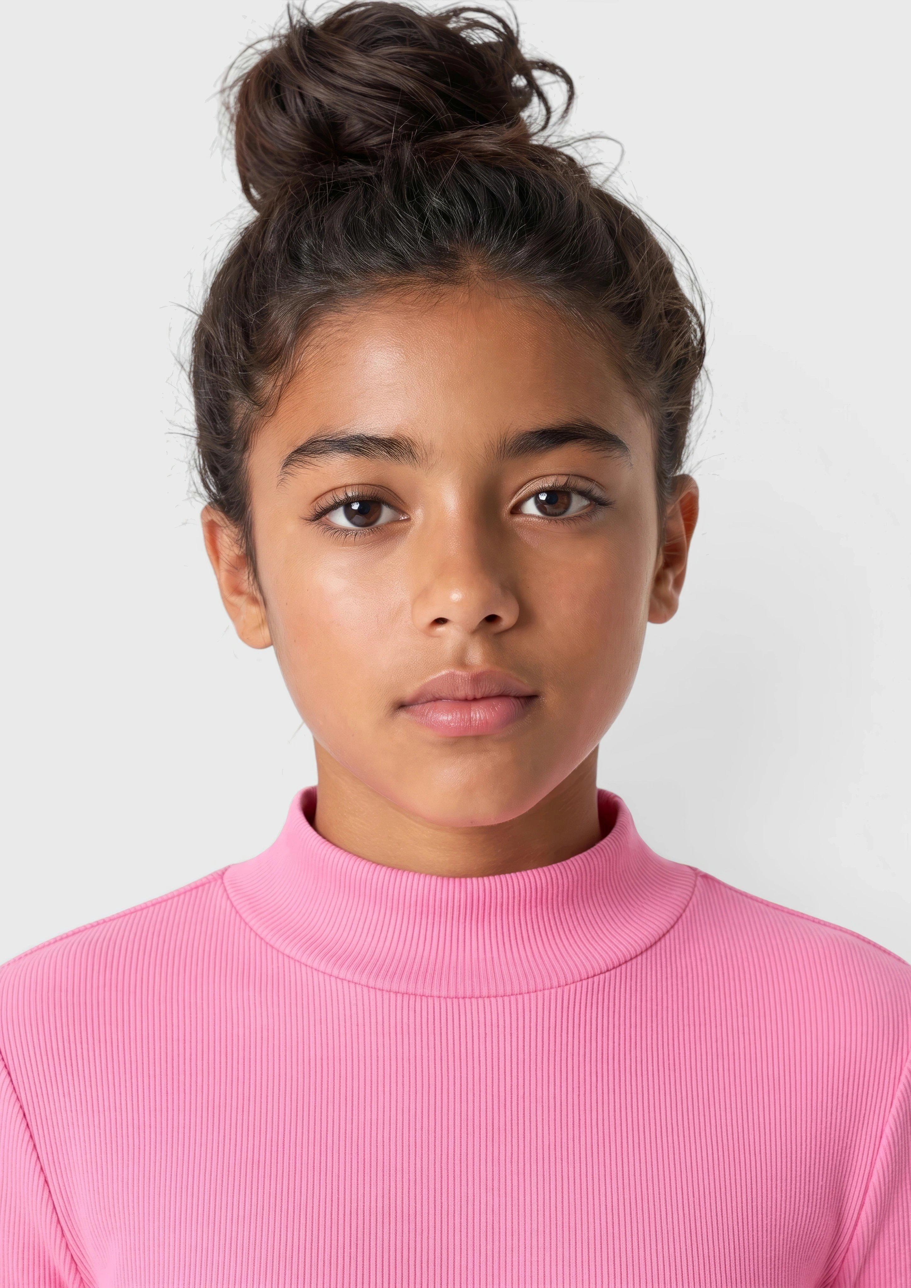 Junior T-shirt côtelé coupe ajustée avec ourlet ondulé en rose de s.Oliver