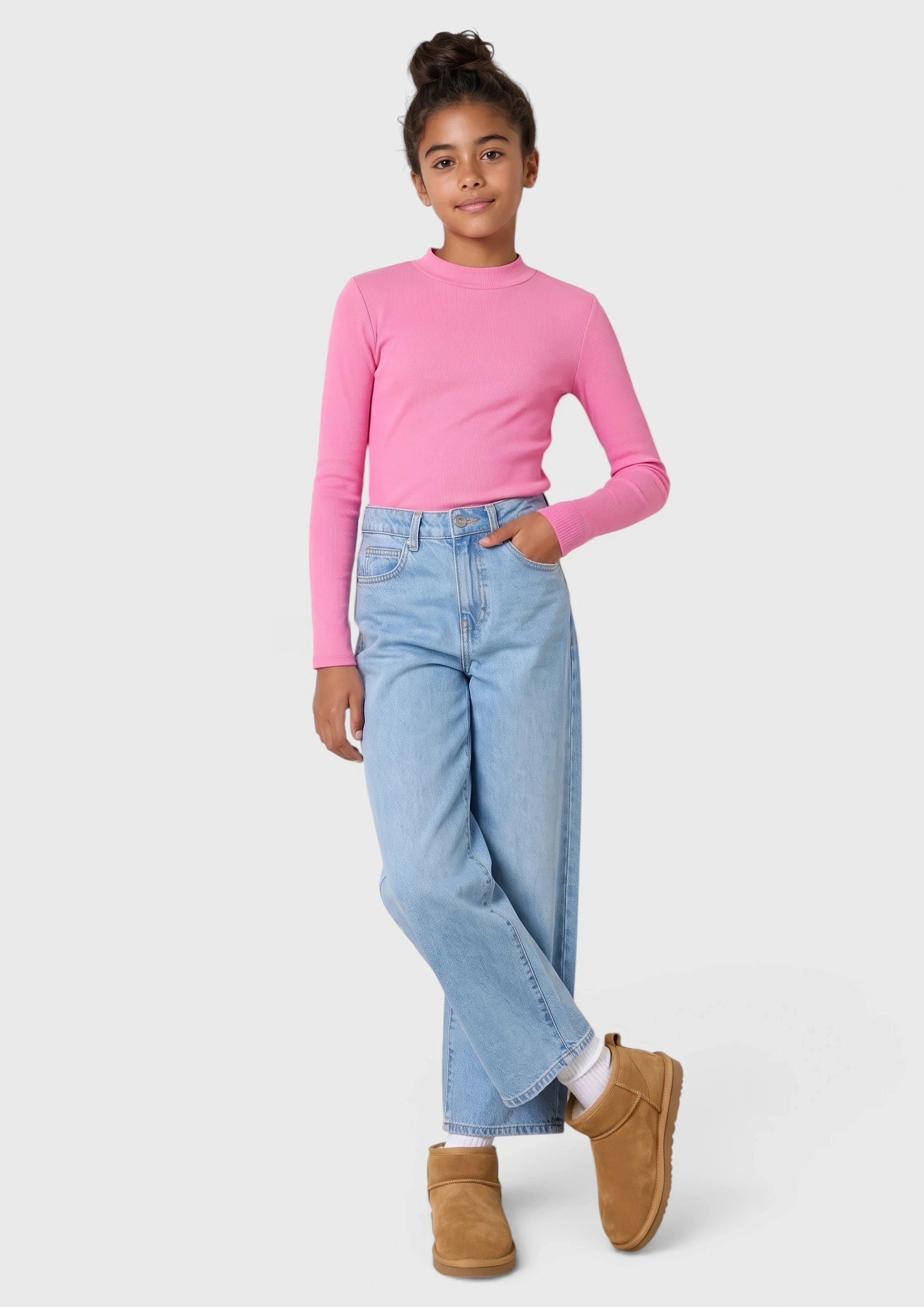 T-shirt côtelé coupe ajustée avec ourlet ondulé en rose de s.Oliver