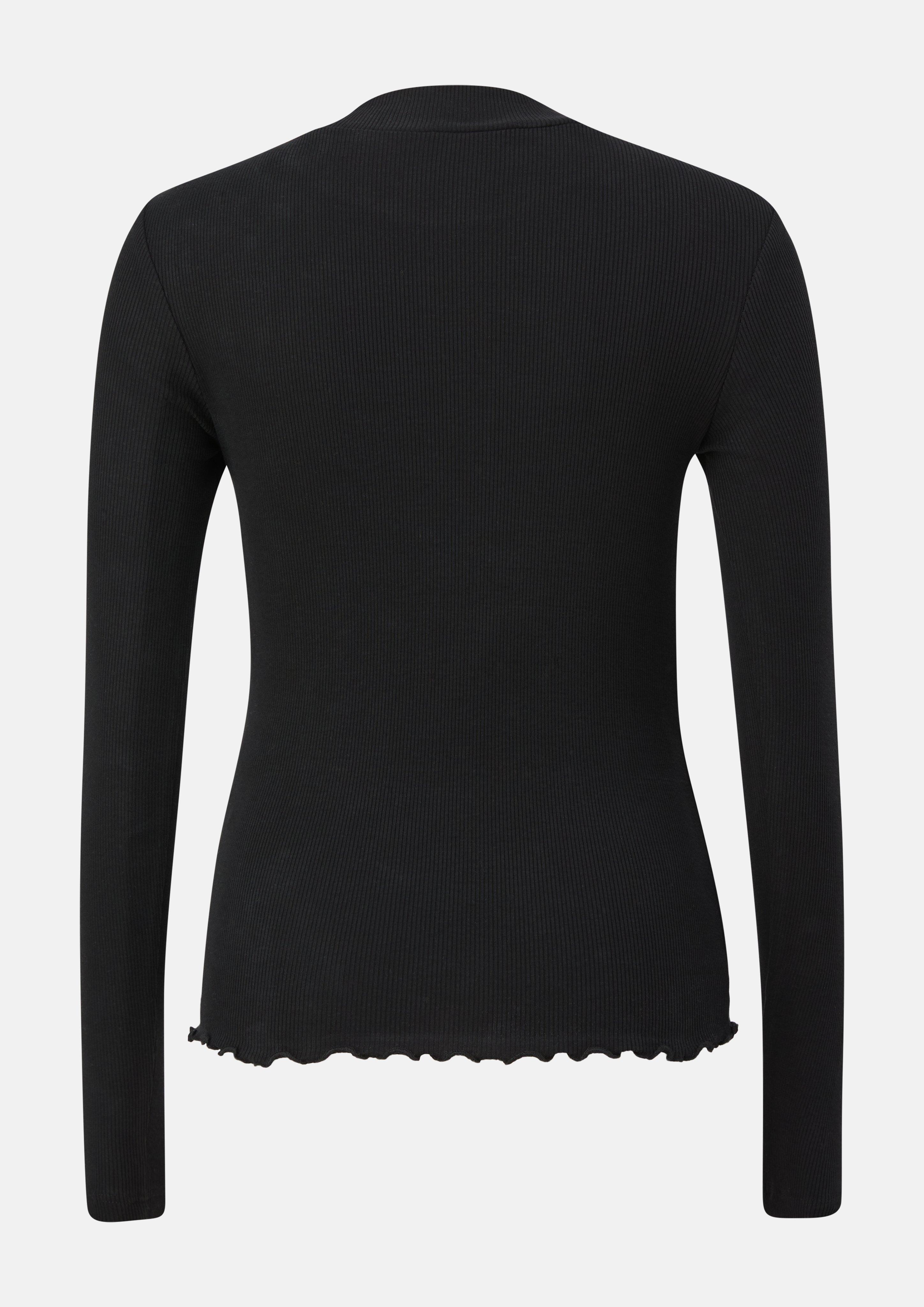 Junior T-shirt côtelé coupe ajustée avec ourlet ondulé en noir de s.Oliver