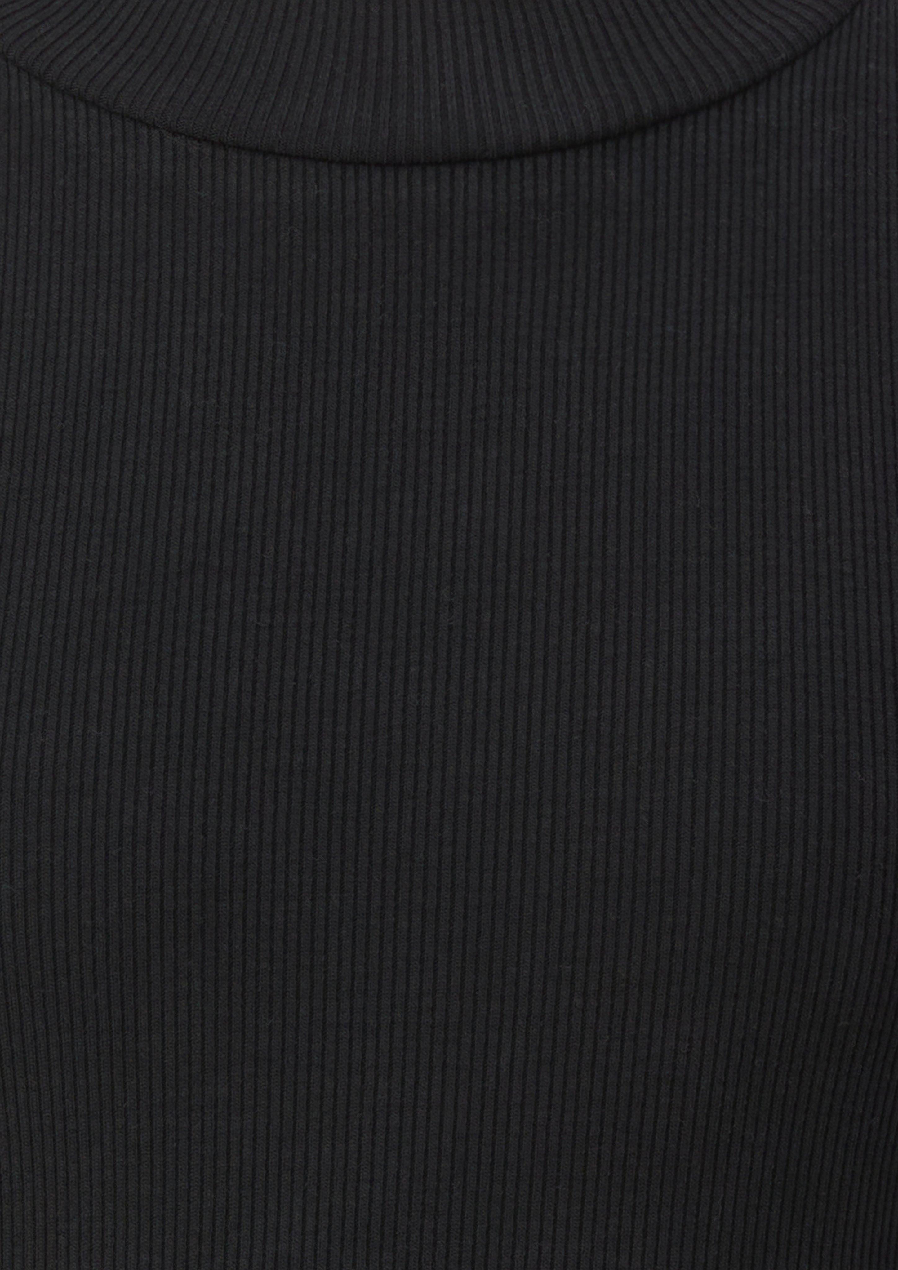 Junior T-shirt côtelé coupe ajustée avec ourlet ondulé en noir de s.Oliver