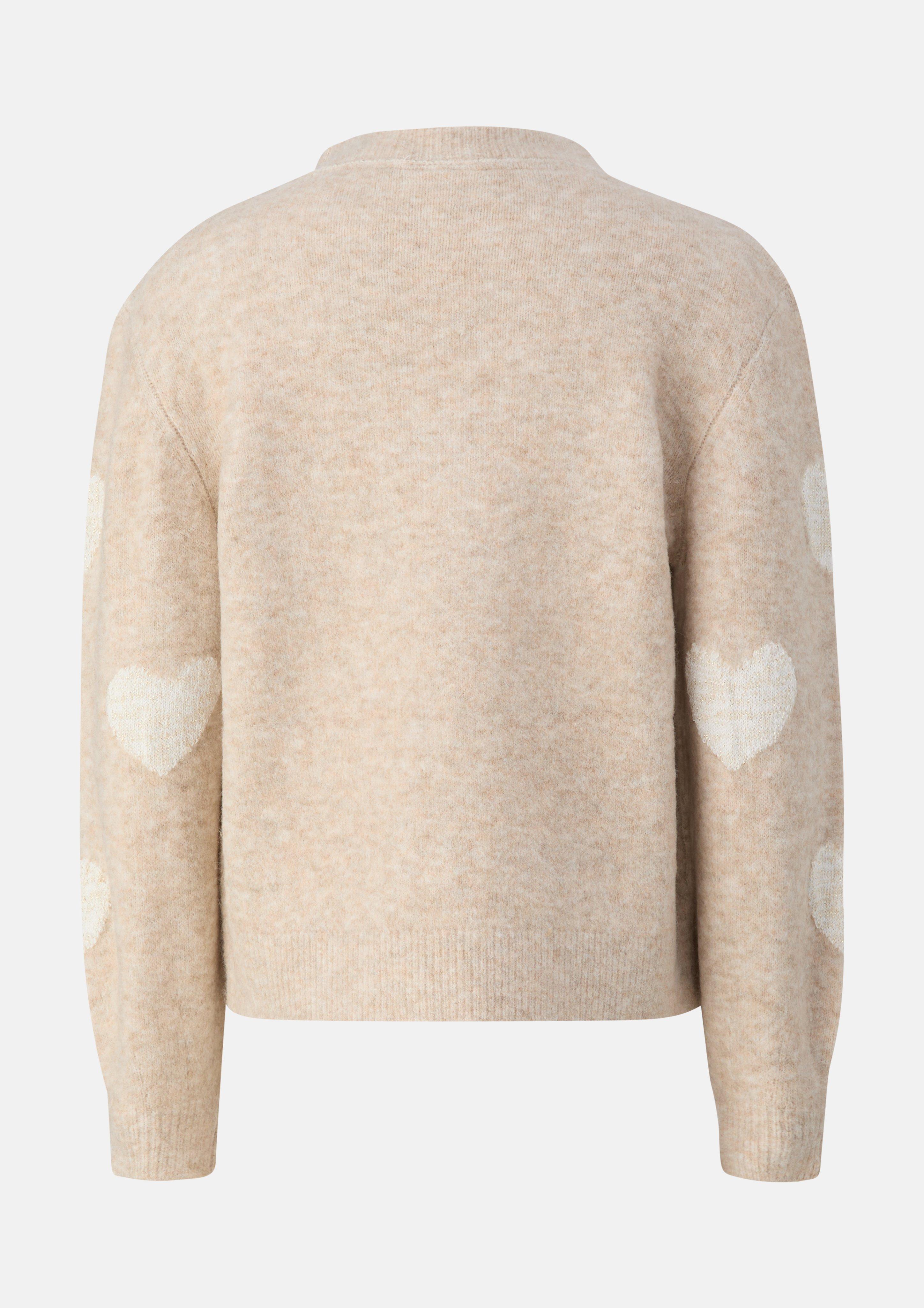 Kinder Flauschiger Strickpullover mit Glitzerherzen in braun von s.Oliver