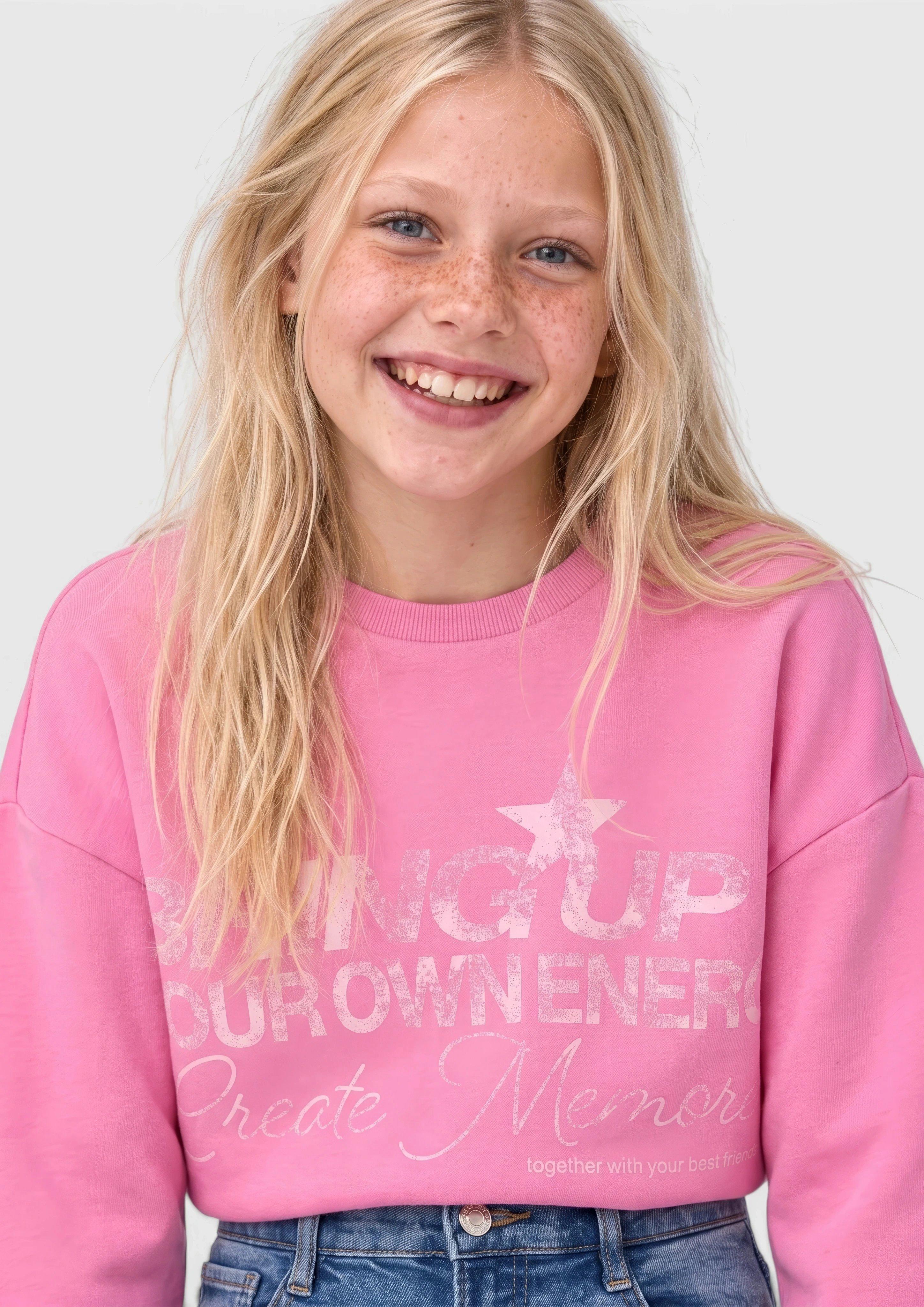 Kinder Kuscheliges Sweatshirt mit Print in pink von s.Oliver