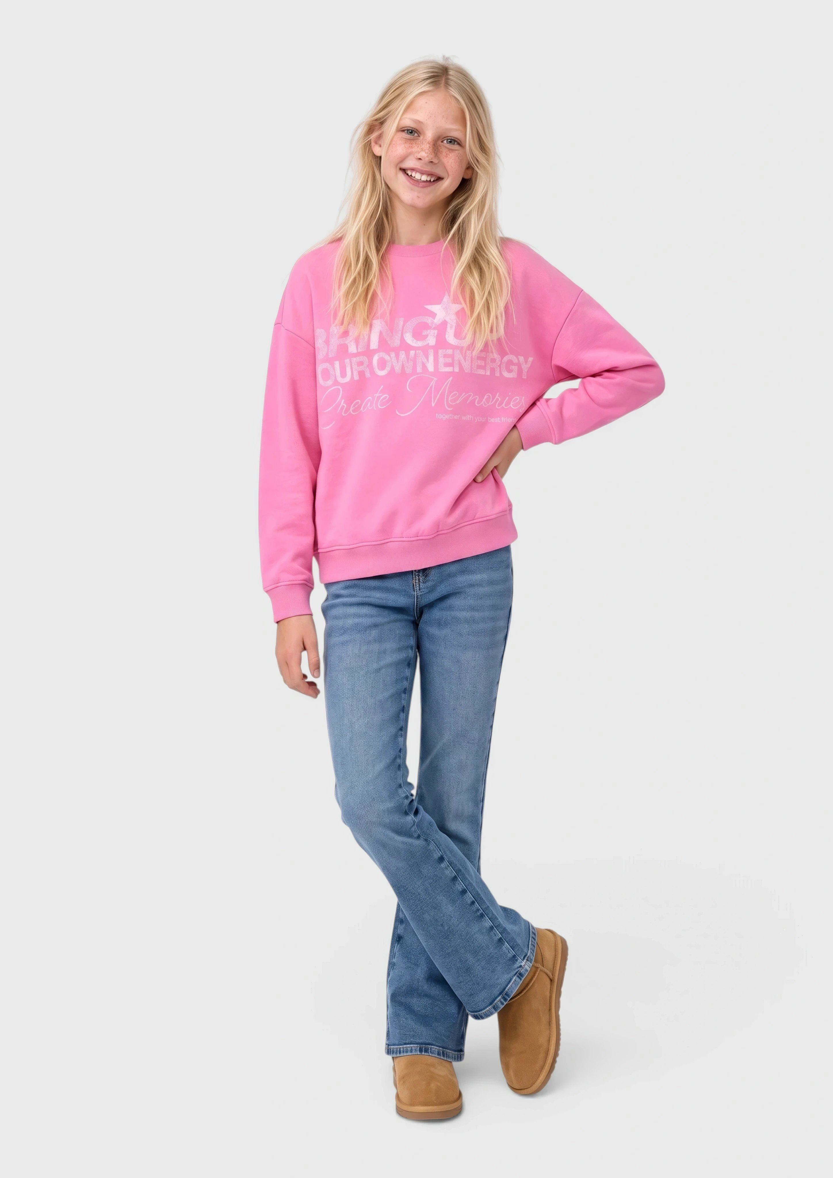 Kinder Kuscheliges Sweatshirt mit Print in pink von s.Oliver