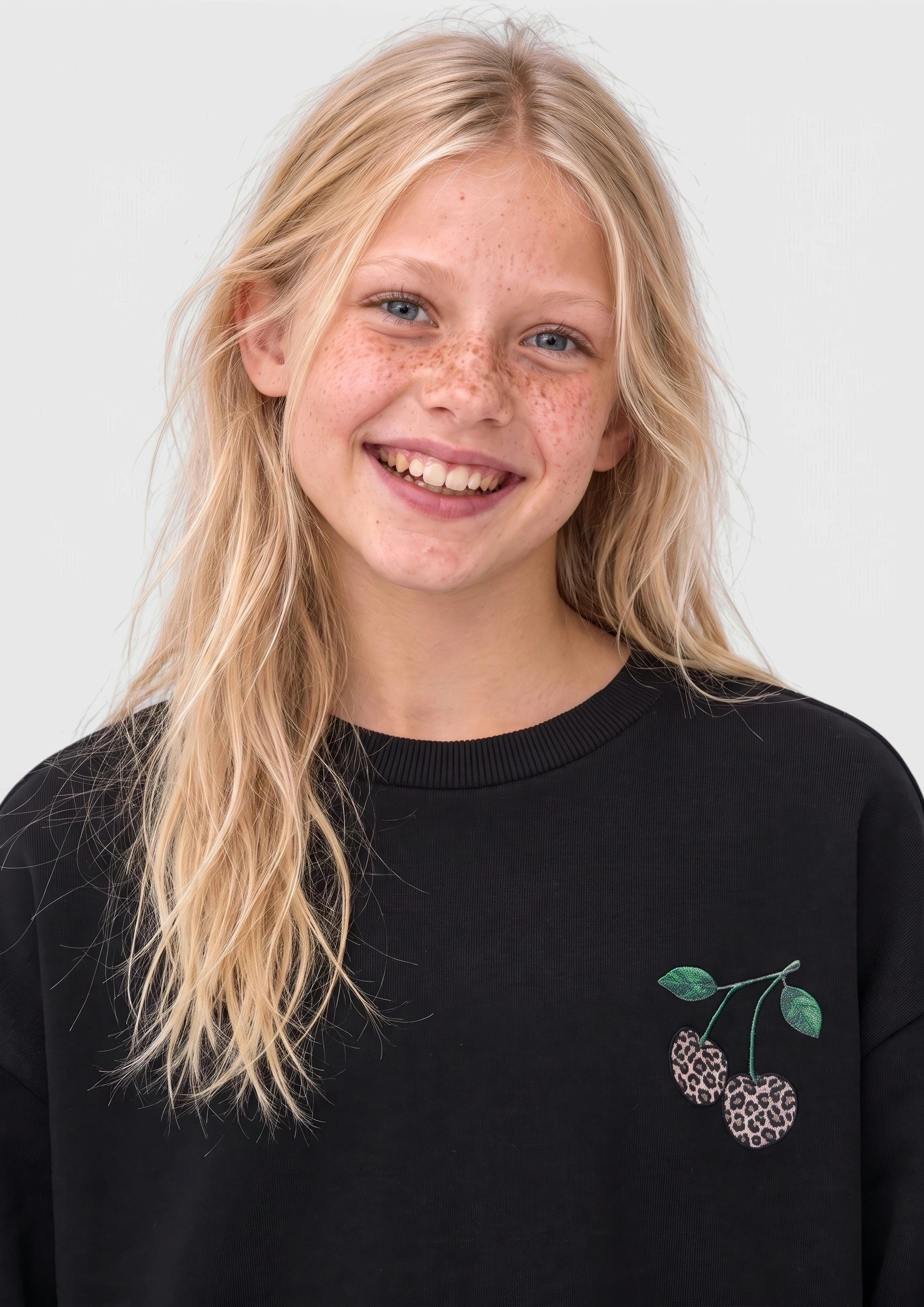 Kinder Kuscheliges Sweatshirt mit Print in schwarz von s.Oliver