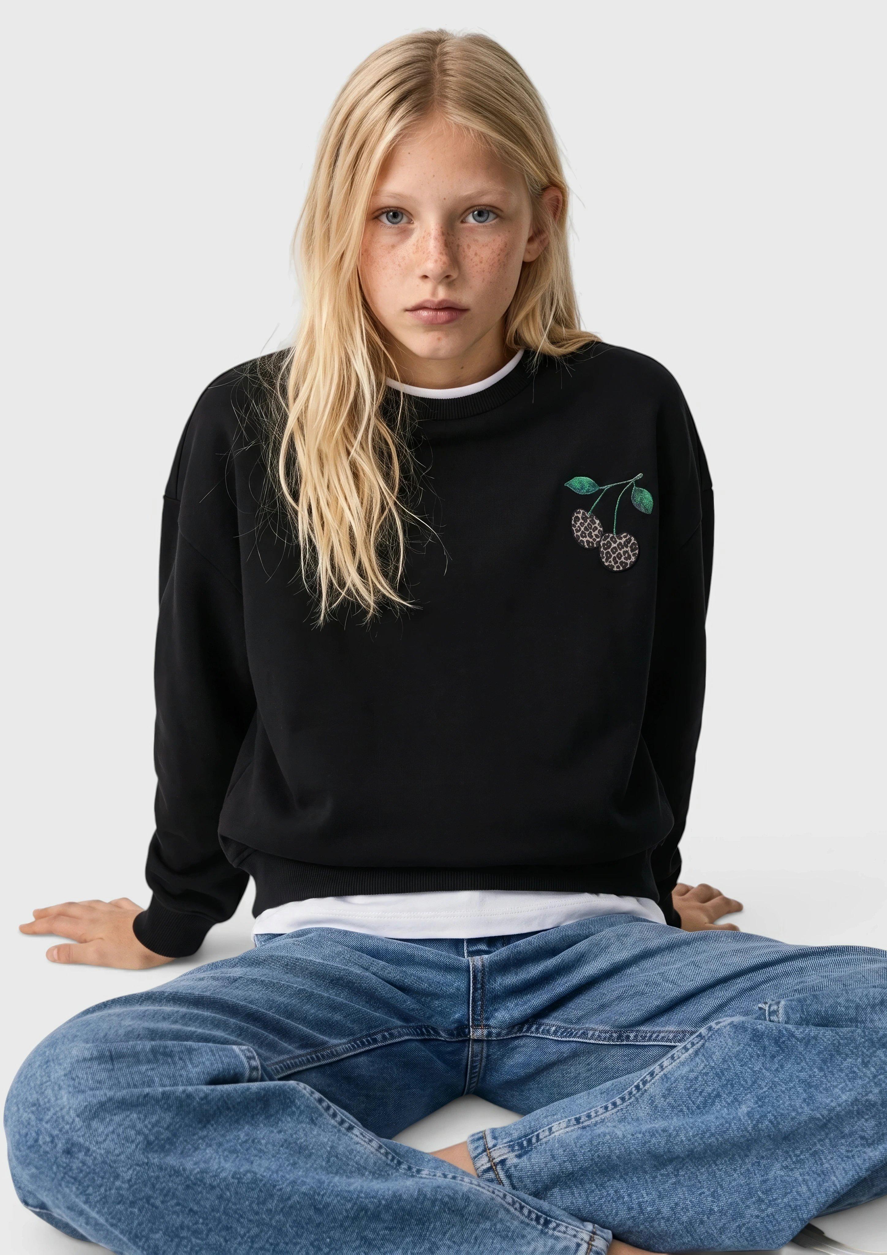Kuscheliges Sweatshirt mit Print in Farbe schwarz von s.Oliver