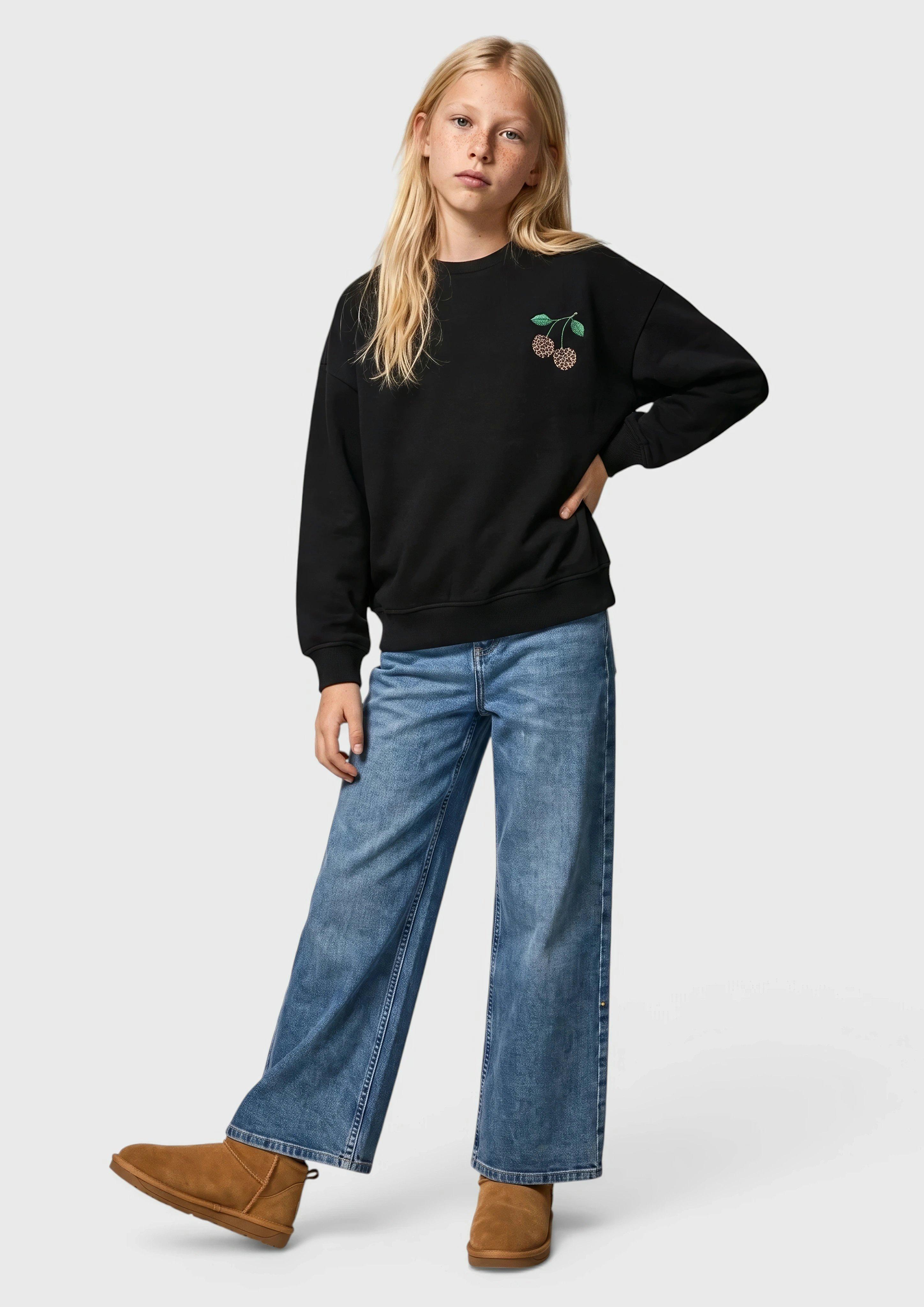 Kinder Kuscheliges Sweatshirt mit Print in schwarz von s.Oliver