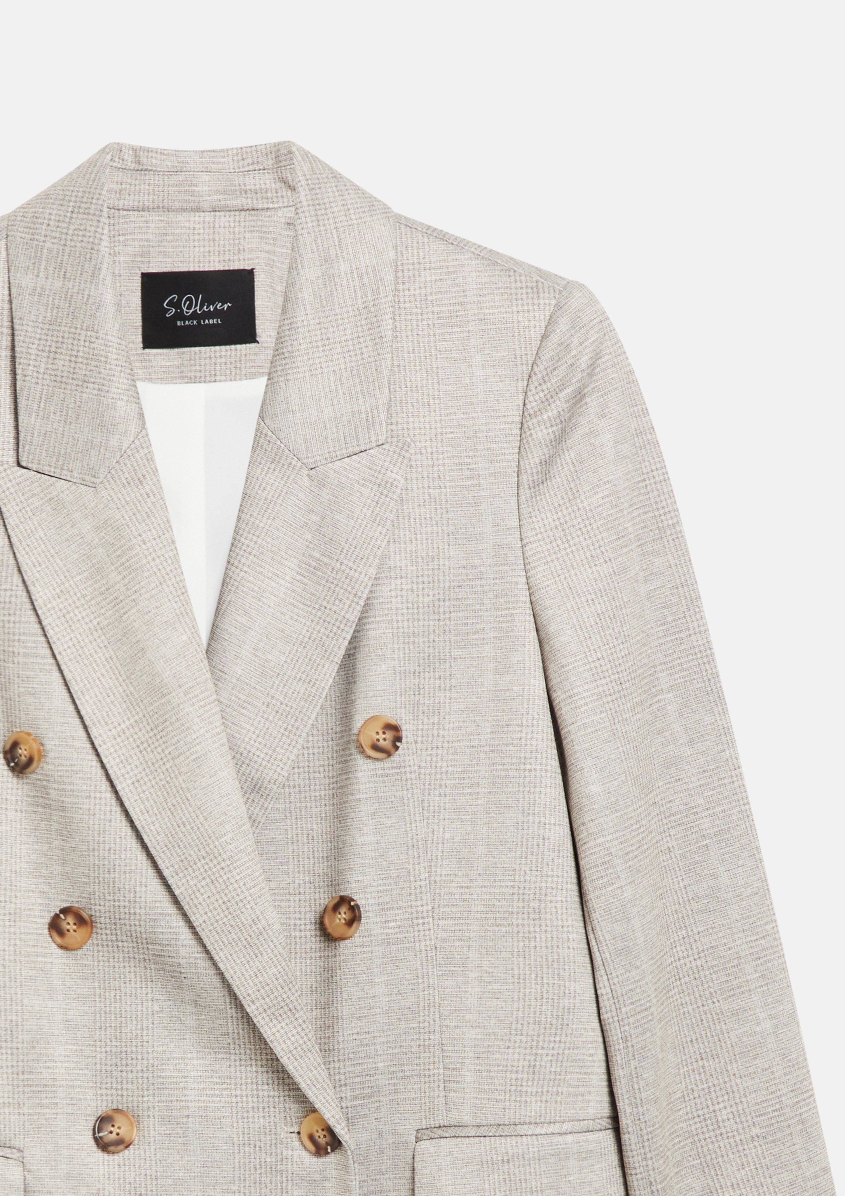Dames Blazer met dubbele rij knopen en een subtiel patroon in beige van s.Oliver BLACK LABEL