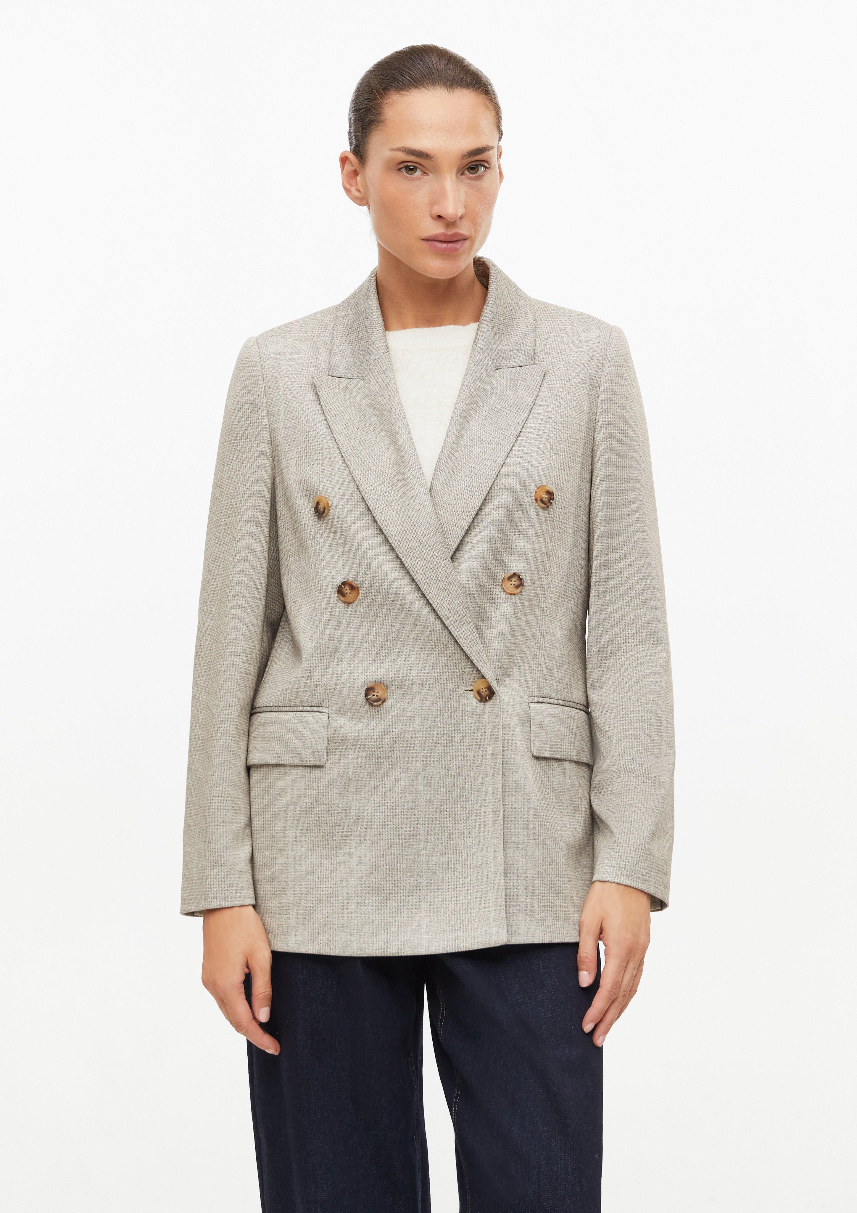 Doppelreihiger Blazer mit feinem Muster in Farbe helles beige von s.Oliver BLACK LABEL