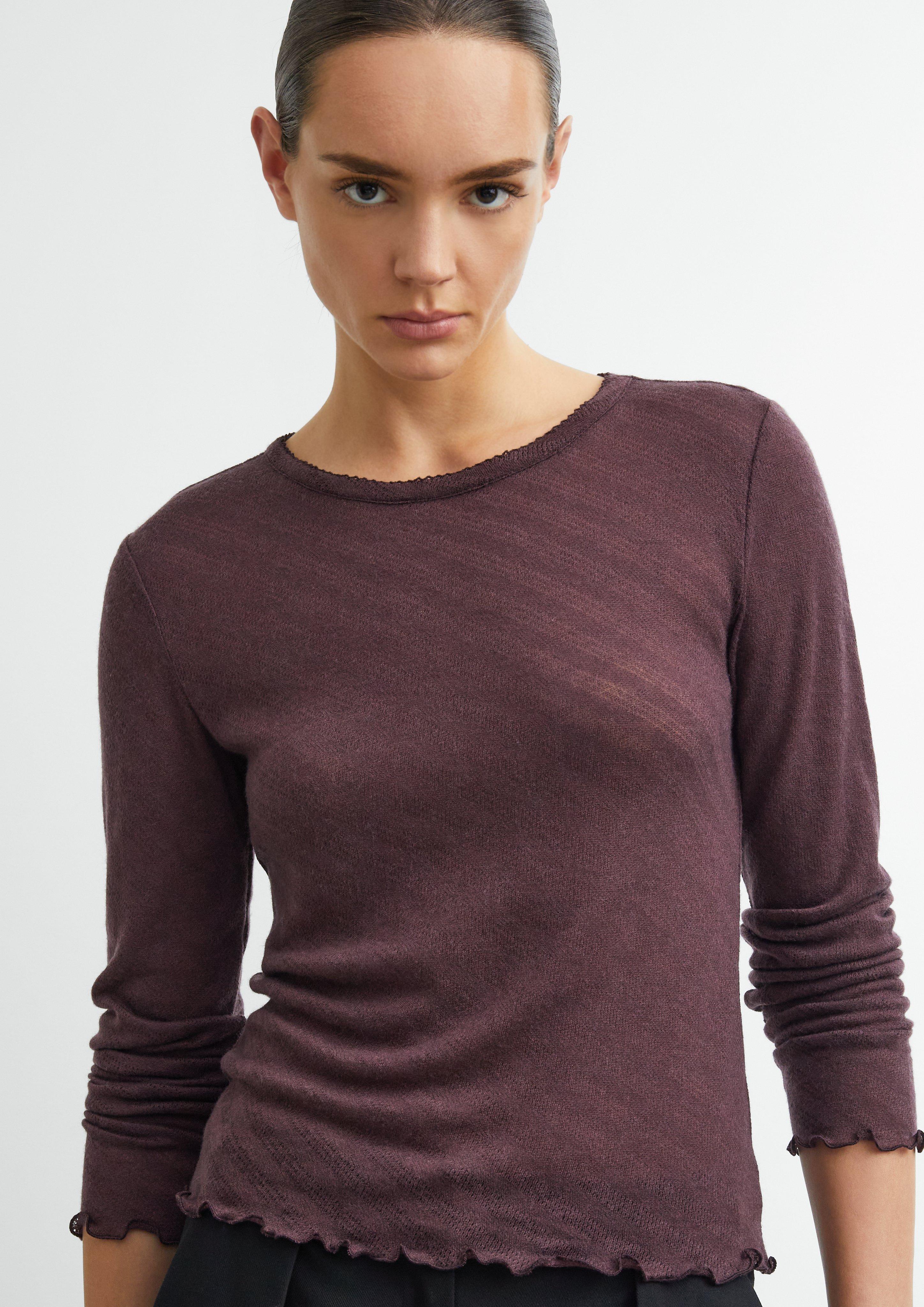 Femmes T-shirt à manches longues avec motif ajouré en violet de COMMA