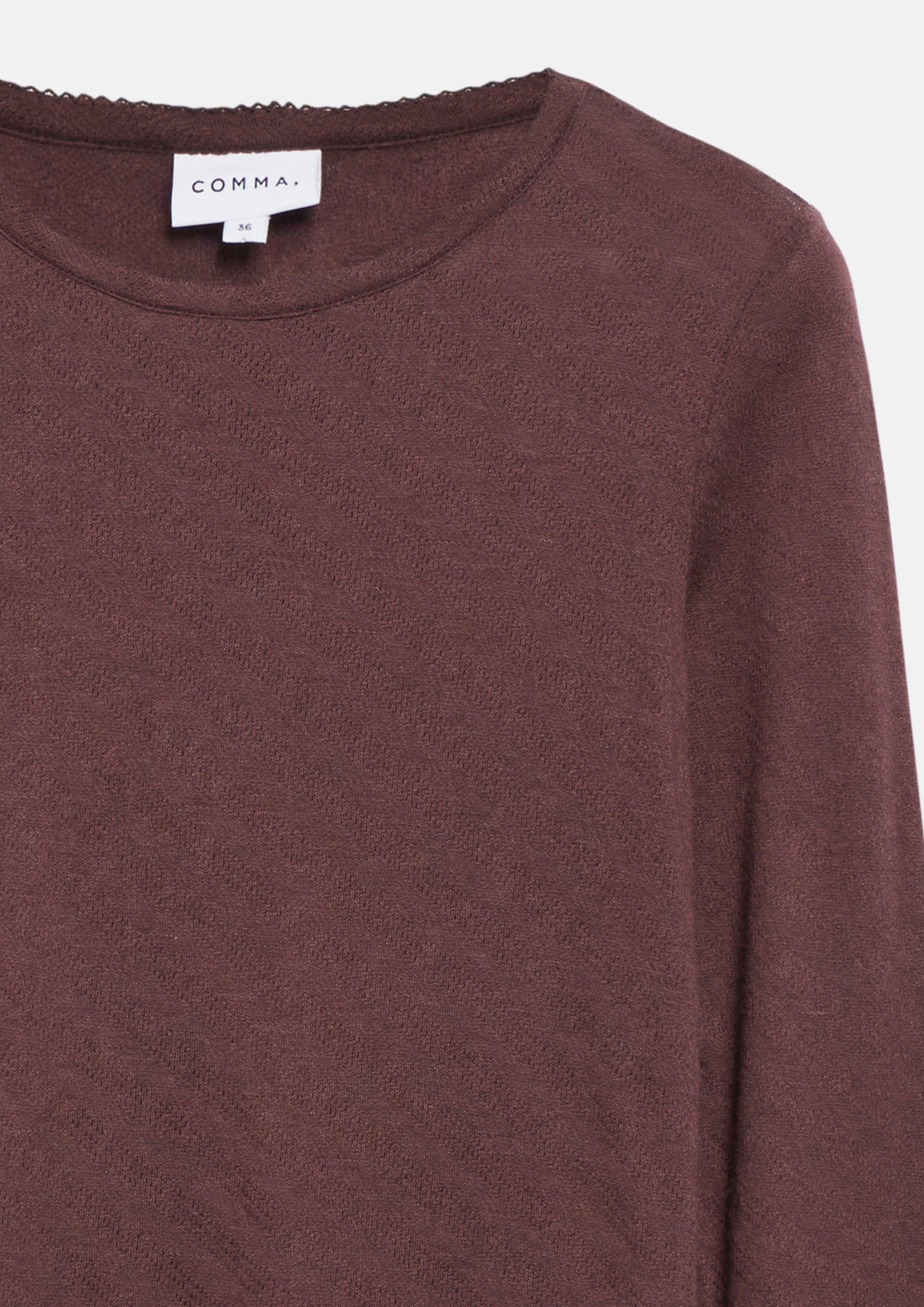 Femmes T-shirt à manches longues avec motif ajouré en violet de COMMA