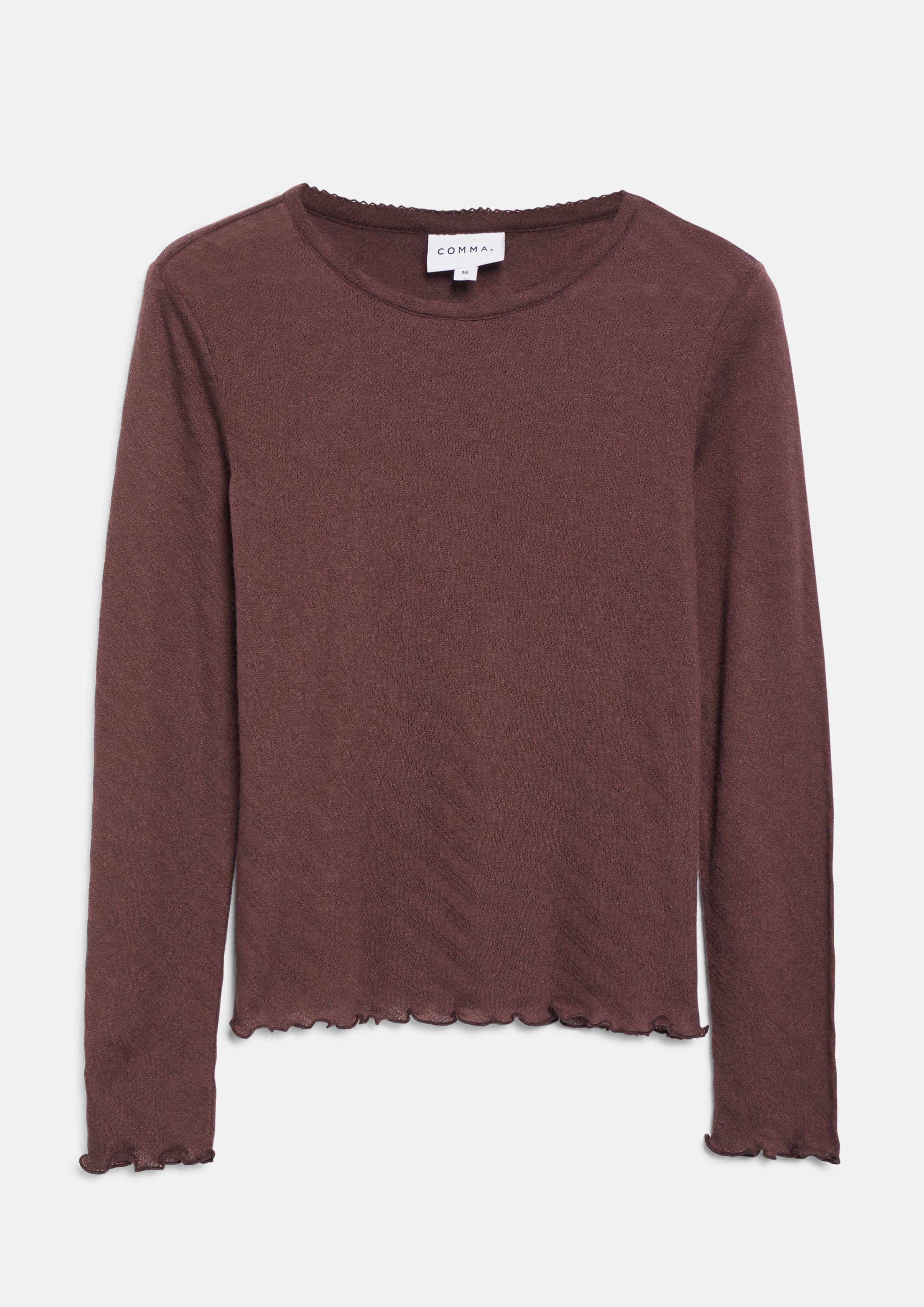 Femmes T-shirt à manches longues avec motif ajouré en violet de COMMA