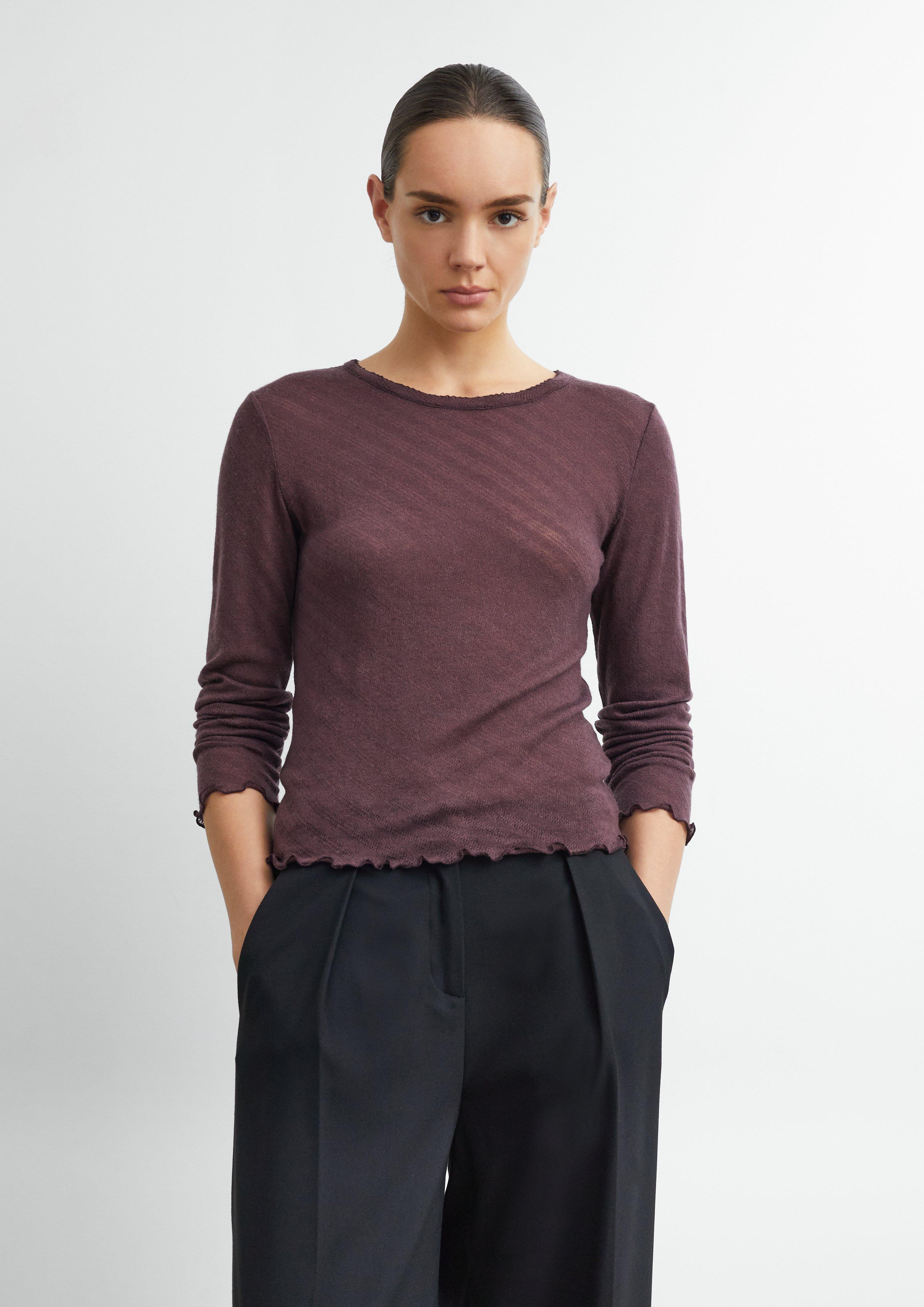 Femmes T-shirt à manches longues avec motif ajouré en violet de COMMA