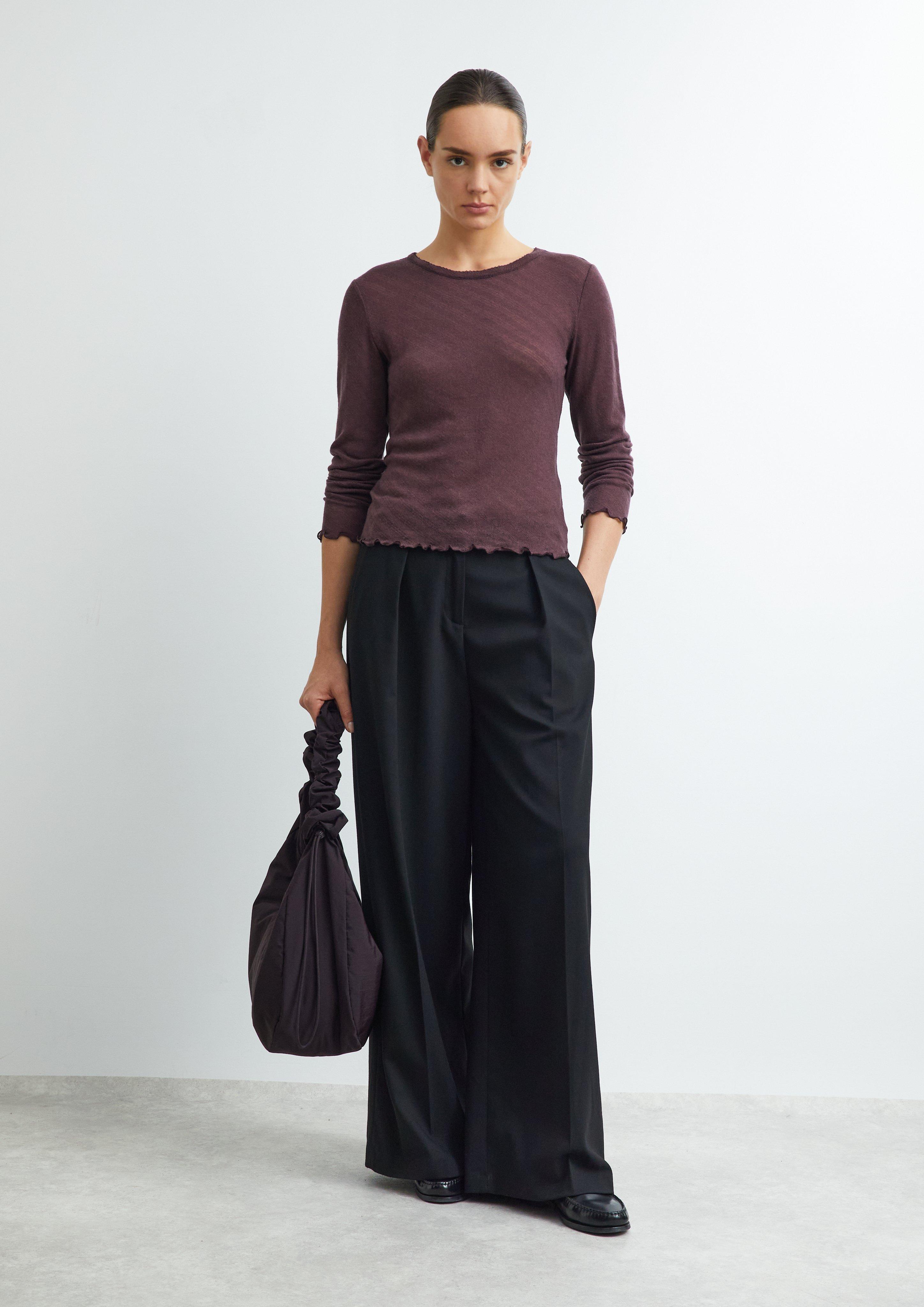 Femmes T-shirt à manches longues avec motif ajouré en violet de COMMA