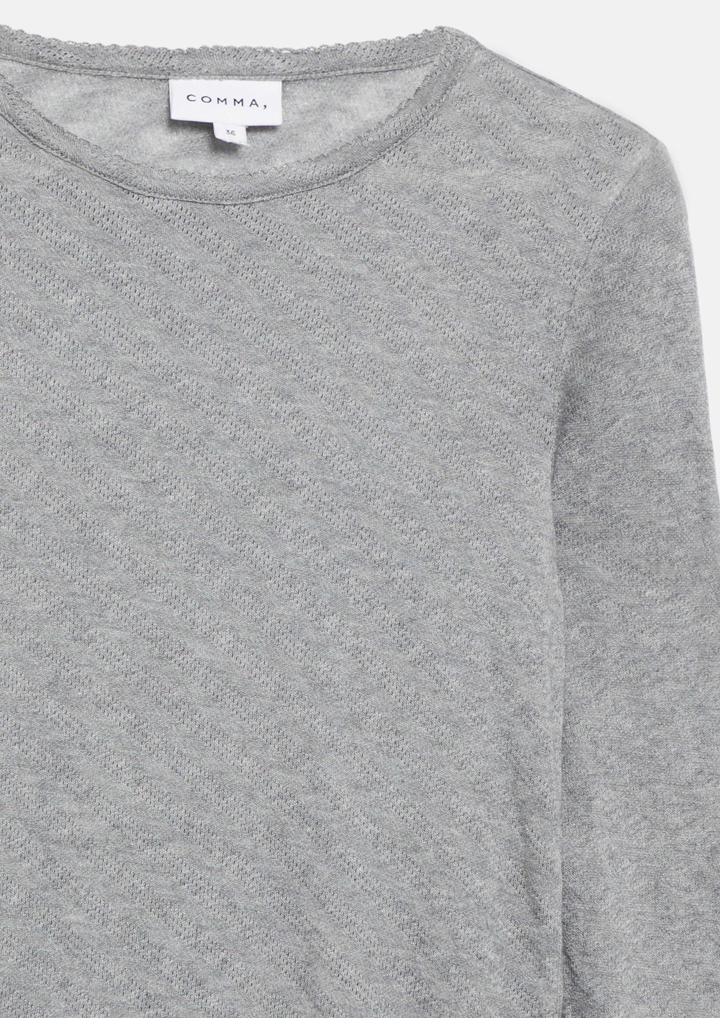 Femmes T-shirt à manches longues avec motif ajouré en gris de COMMA