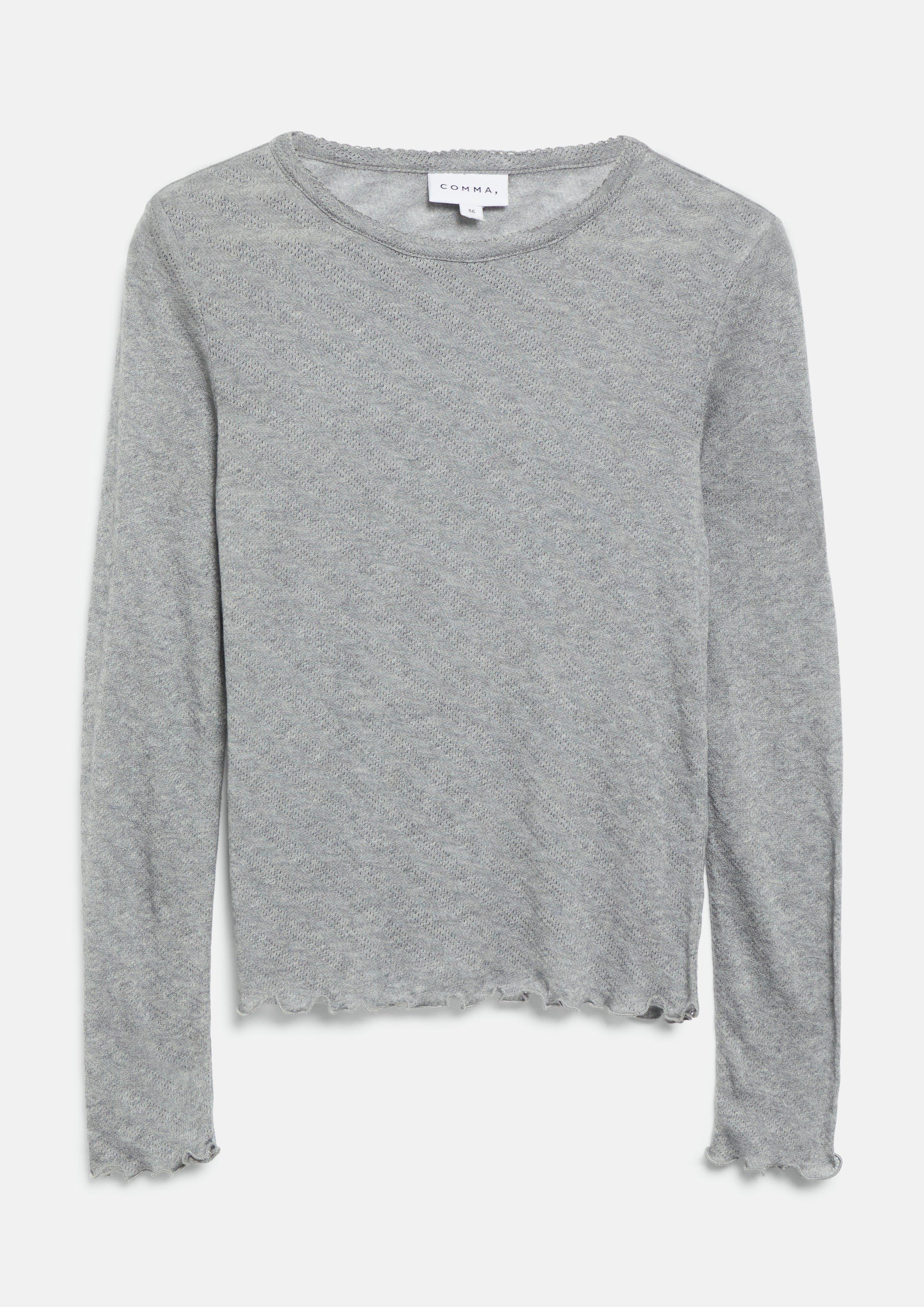 Femmes T-shirt à manches longues avec motif ajouré en gris de COMMA
