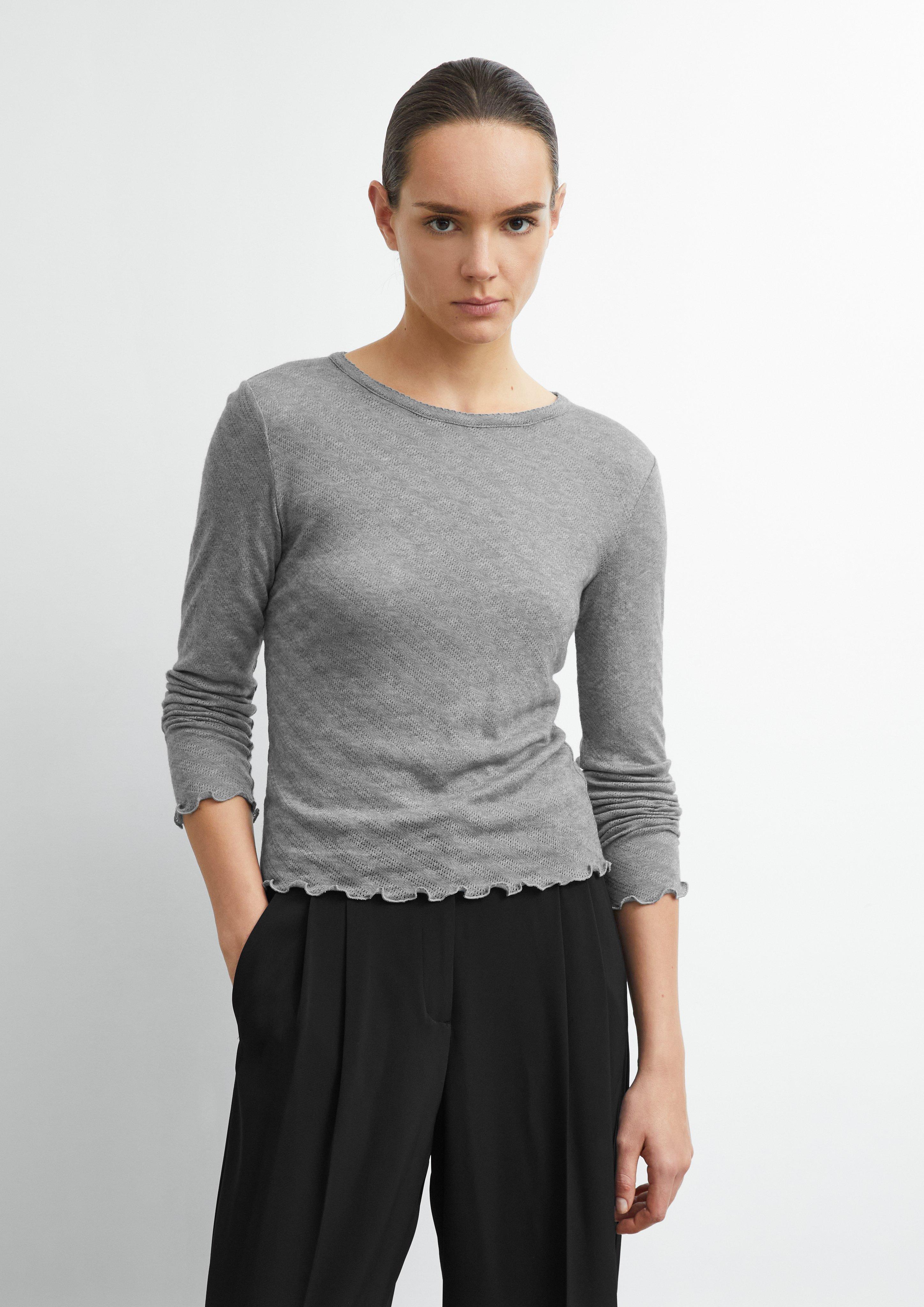 T-shirt à manches longues avec motif ajouré en gris de COMMA