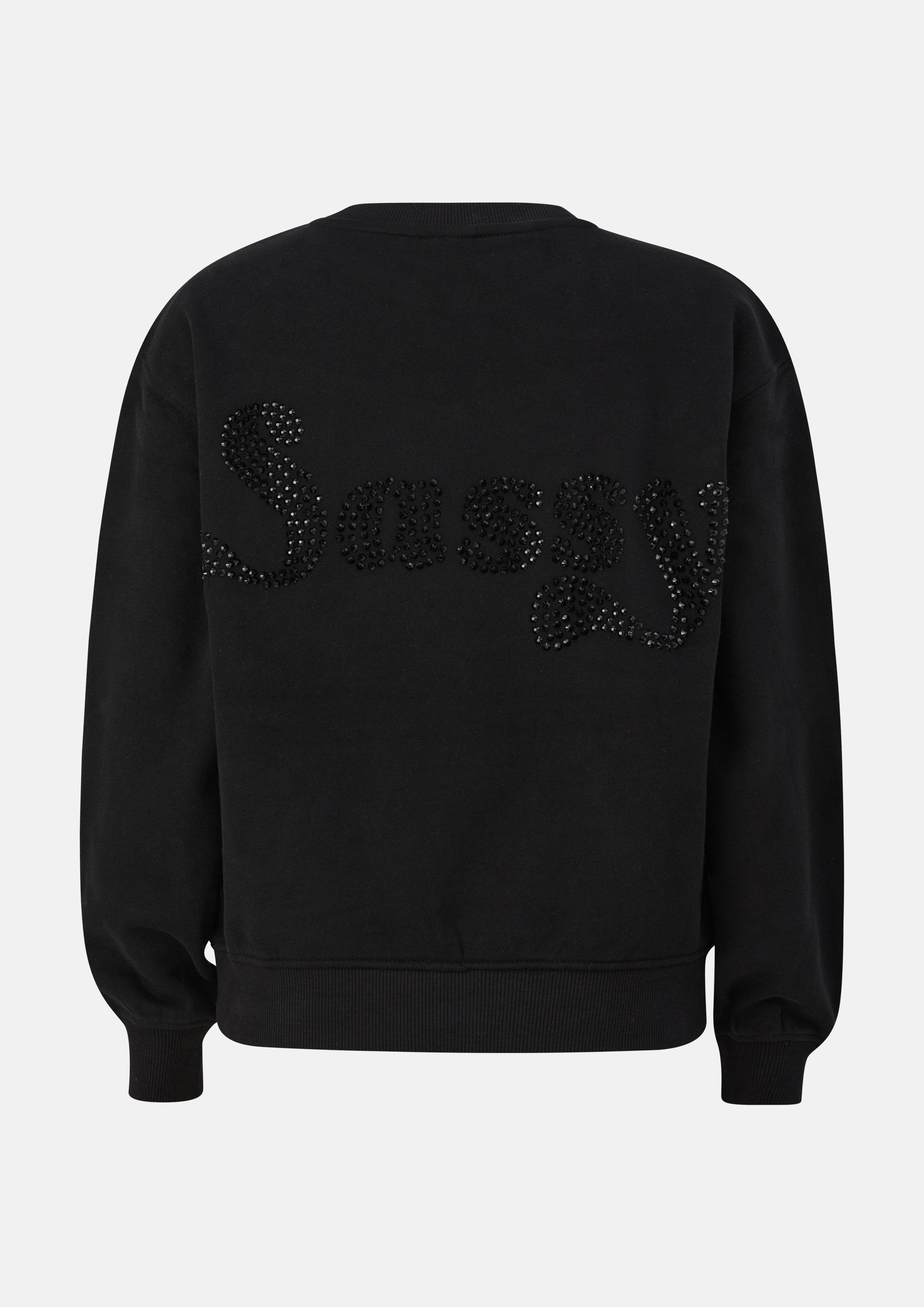 Kinder Kuscheliges Sweatshirt mit Schmucksteinen in schwarz von s.Oliver