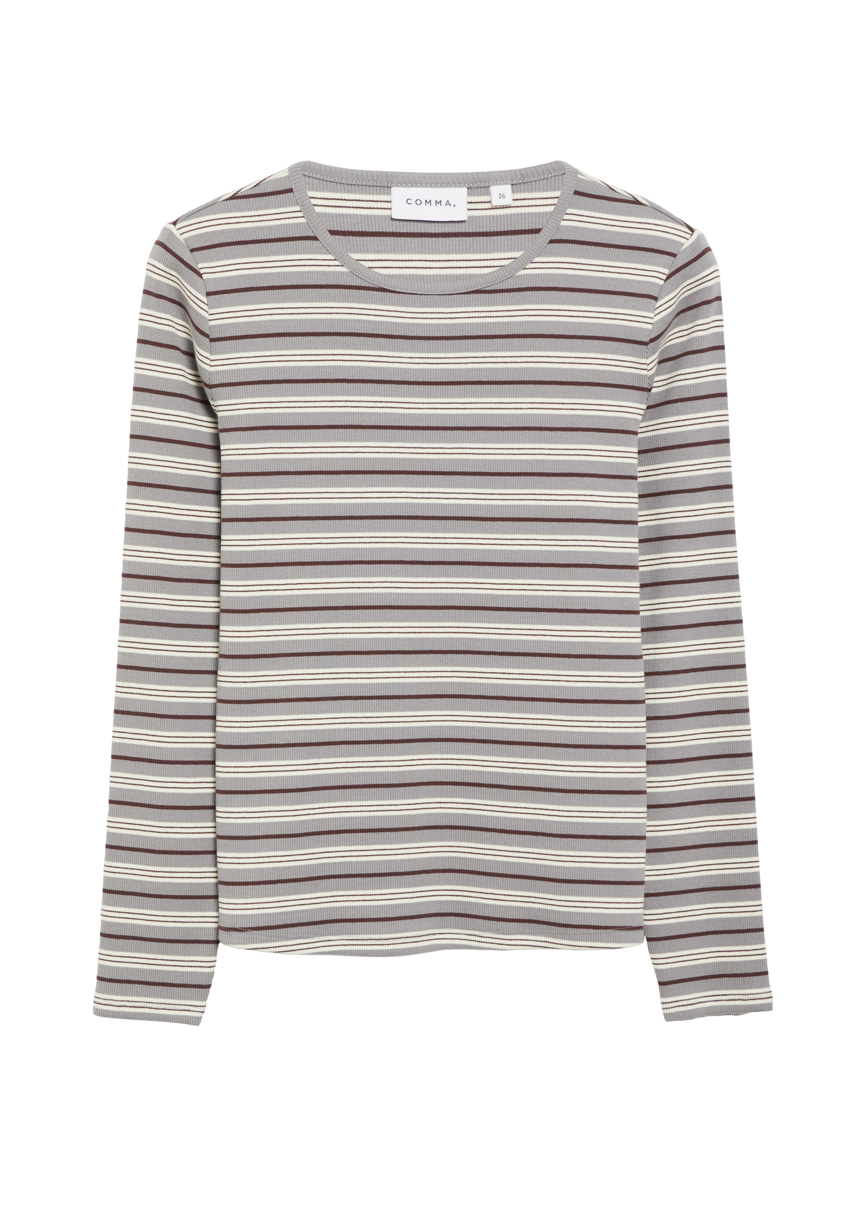 Gestreepte longsleeve met fijne ribbelstructuur
