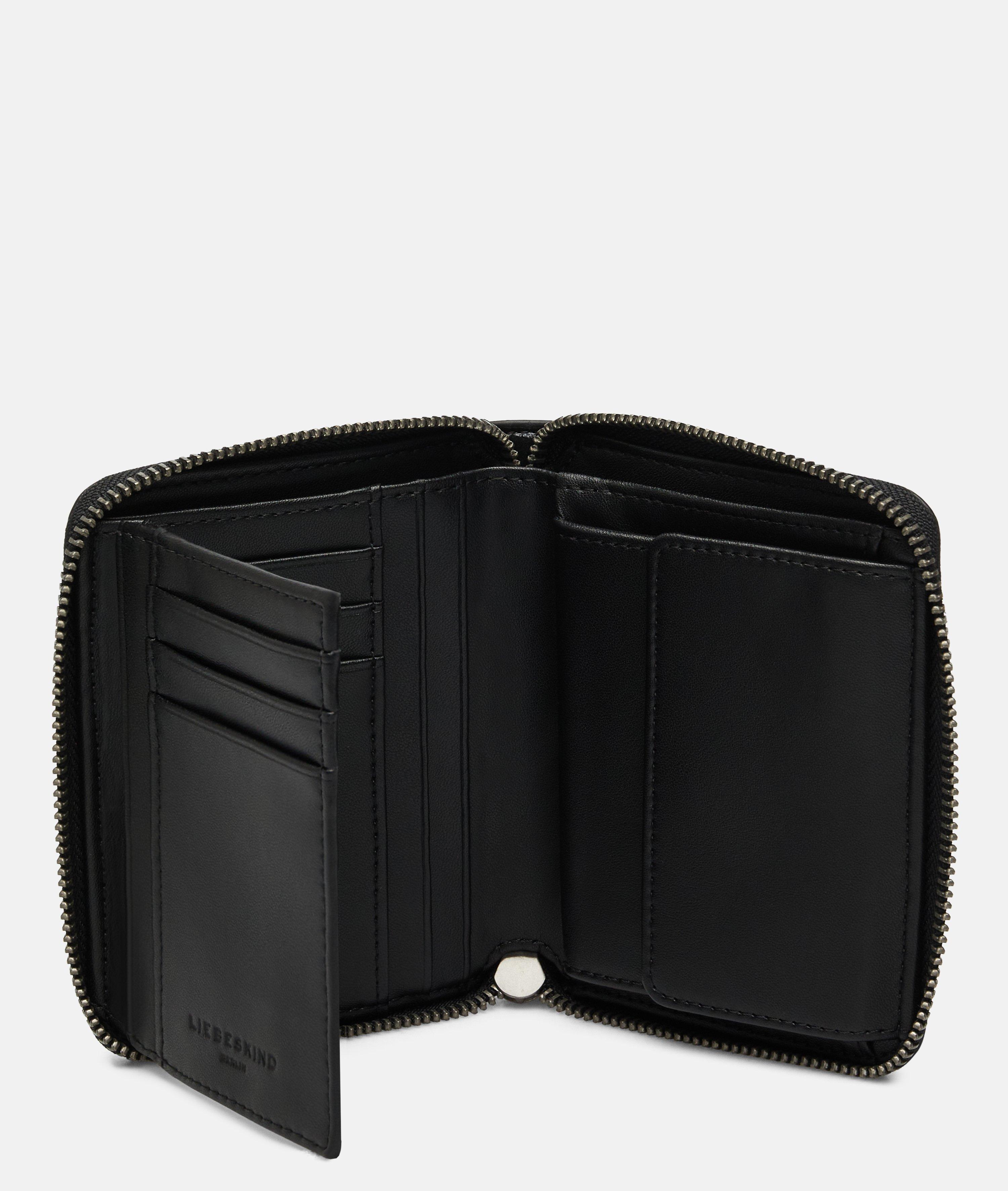 Wallet in black, red & brown