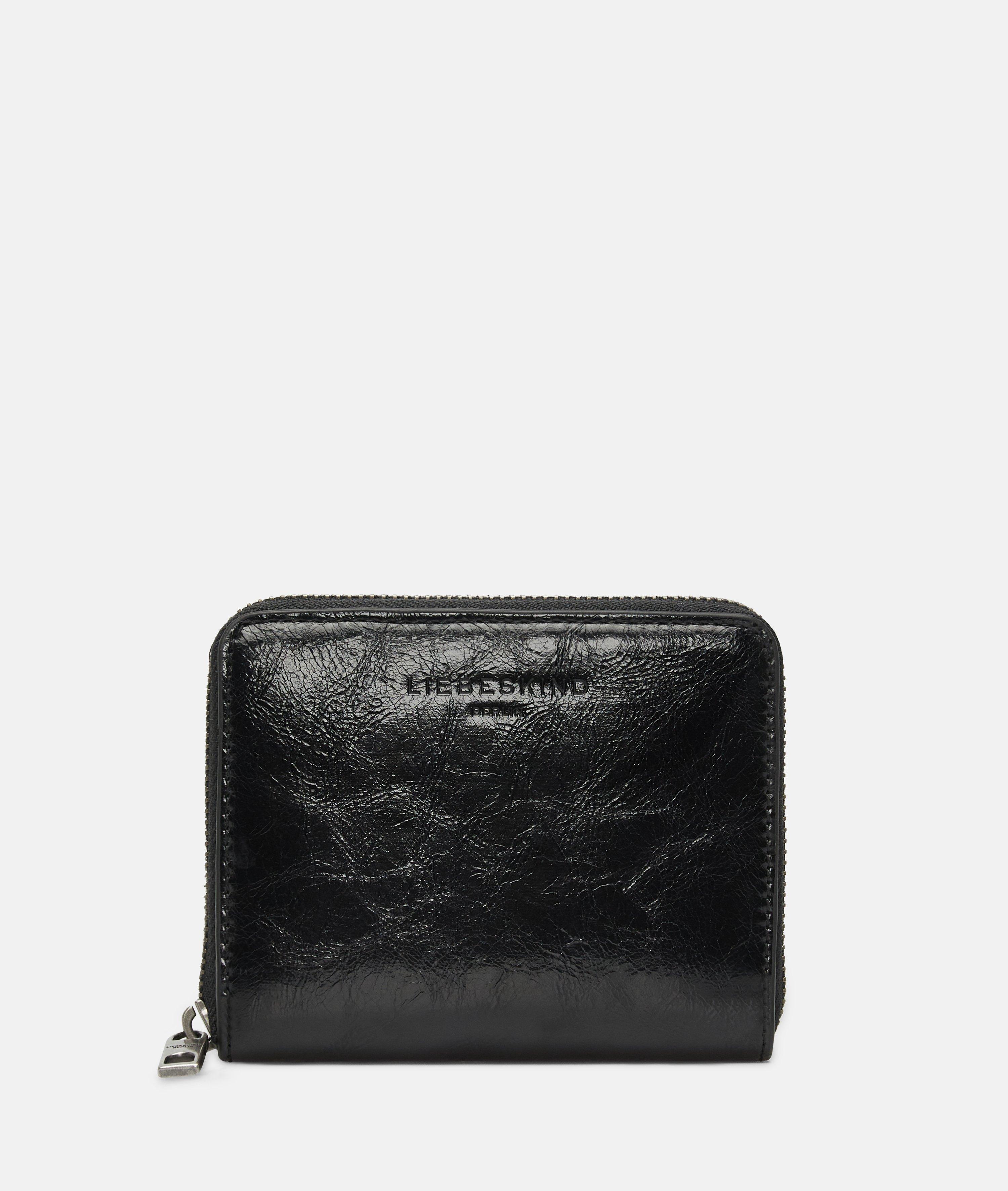 Wallet in black, red & brown