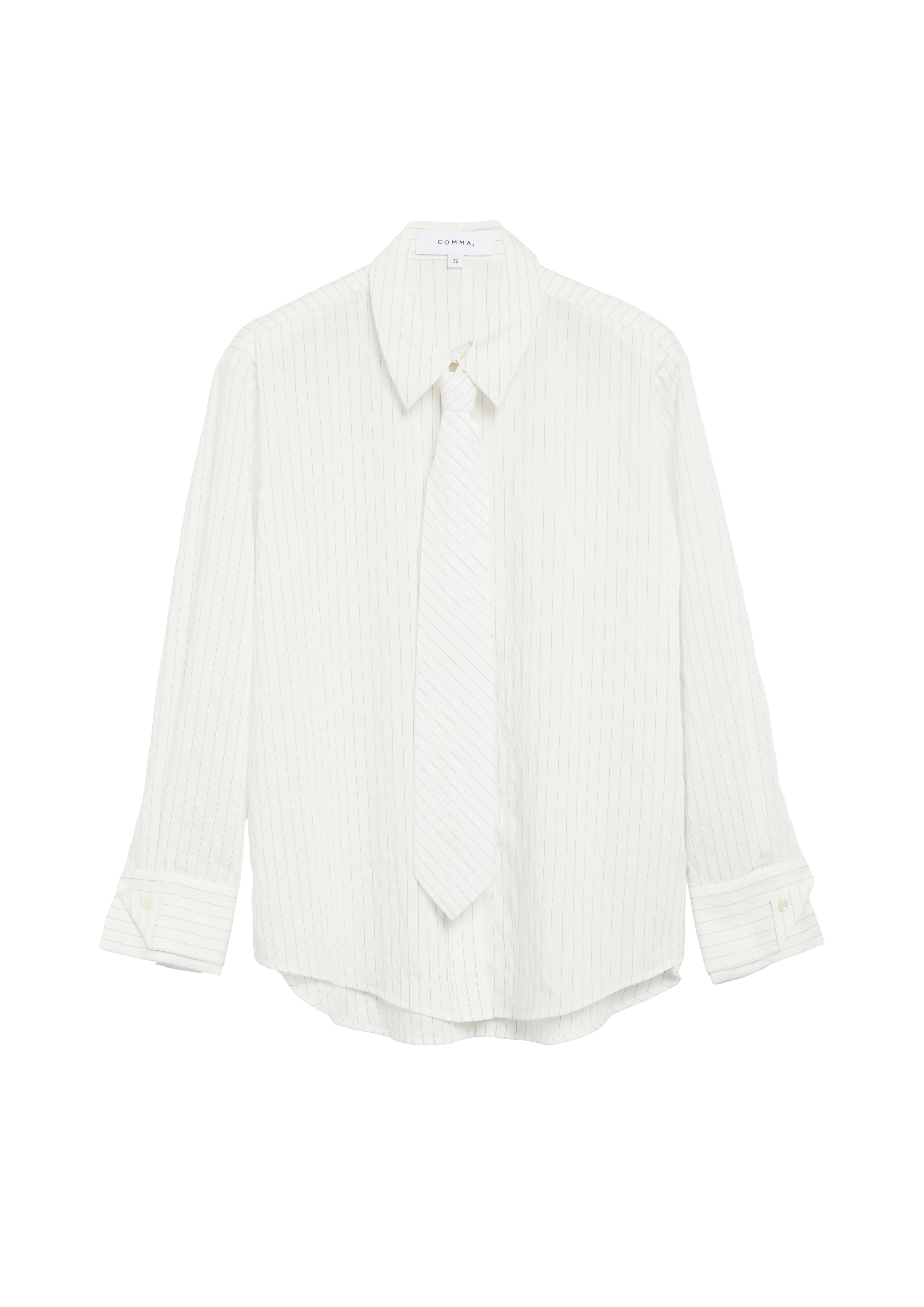 Blouse met krijtstreep en afneembare stropdas