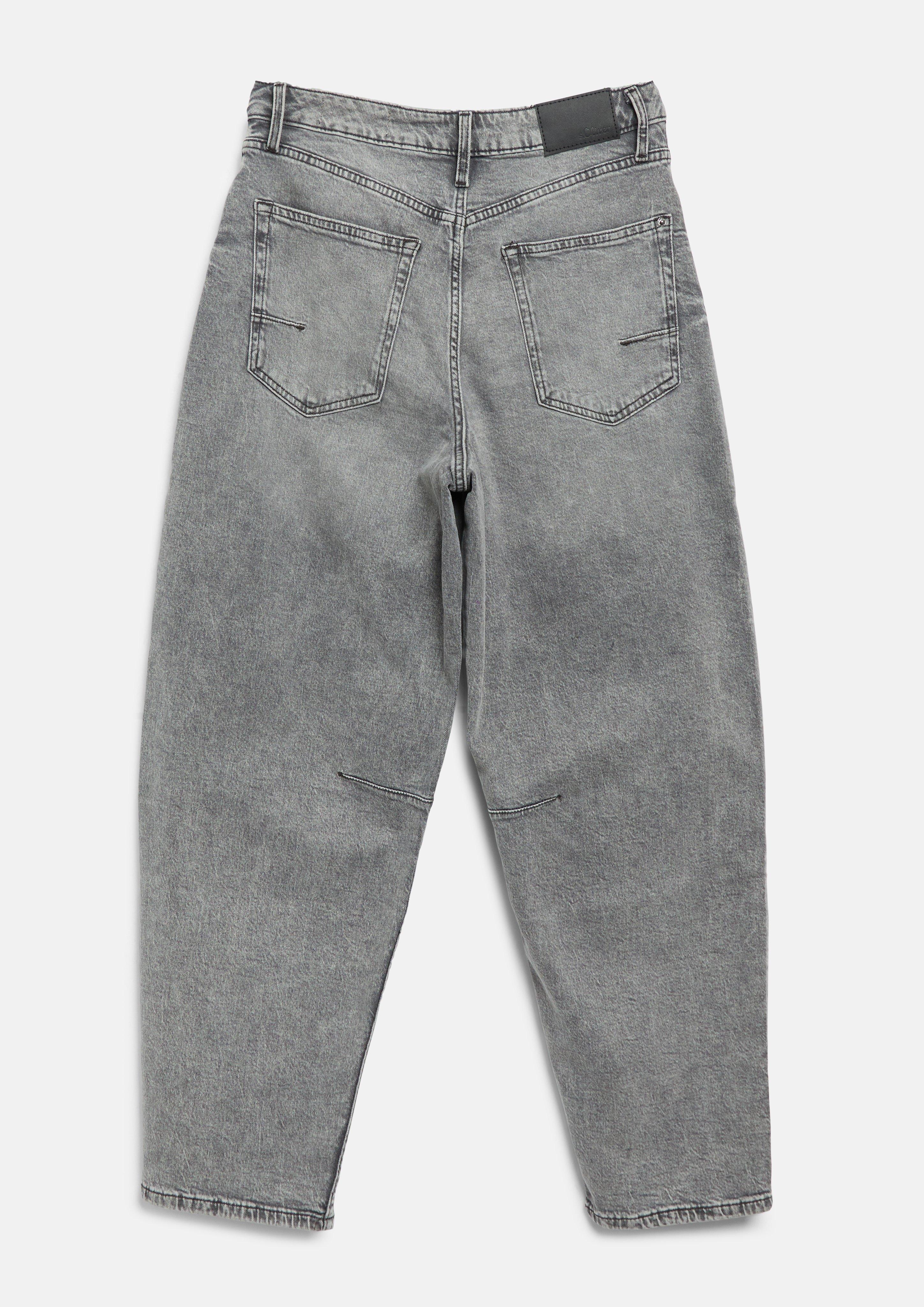 Dames Enkellange jeans / Regular fit / Hoge taille / Barrel-pijpen in grijs van s.Oliver